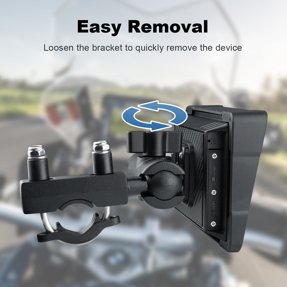 Linkifun™ MT4 7インチバイクナビゲーションスクリーン、ワイヤレスCarPlay、Android Auto、スクリーンミラーリング（オプションDVR＆TPMS）