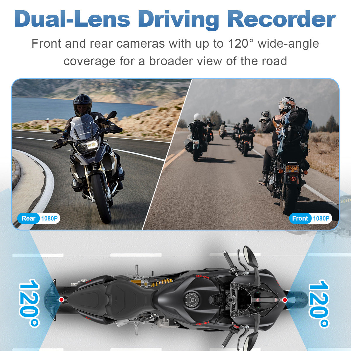 Linkifun™ MT17B 6.25" Motorcycle Dash Cam Display – BSD, Wireless CarPlay & Android Auto, DVR, TPMS, Split Screen, Built-in Speaker