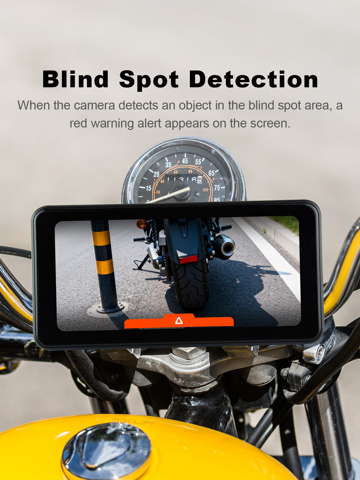 Linkifun MT17B motorcycle dash cam navigation screen with blind spot detection warning system