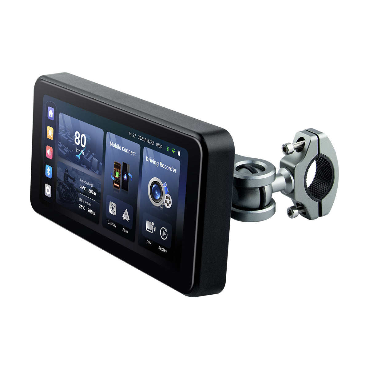 Linkifun™ MT17B 6.25" Motorcycle Dash Cam Display – BSD, Wireless CarPlay & Android Auto, DVR, TPMS, Split Screen, Built-in Speaker