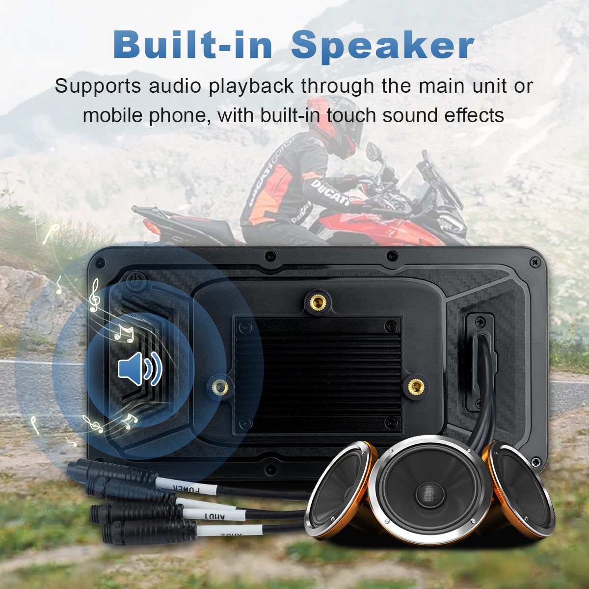 Linkifun™ MT17B 6.25" Motorcycle Dash Cam Display – BSD, Wireless CarPlay & Android Auto, DVR, TPMS, Split Screen, Built-in Speaker