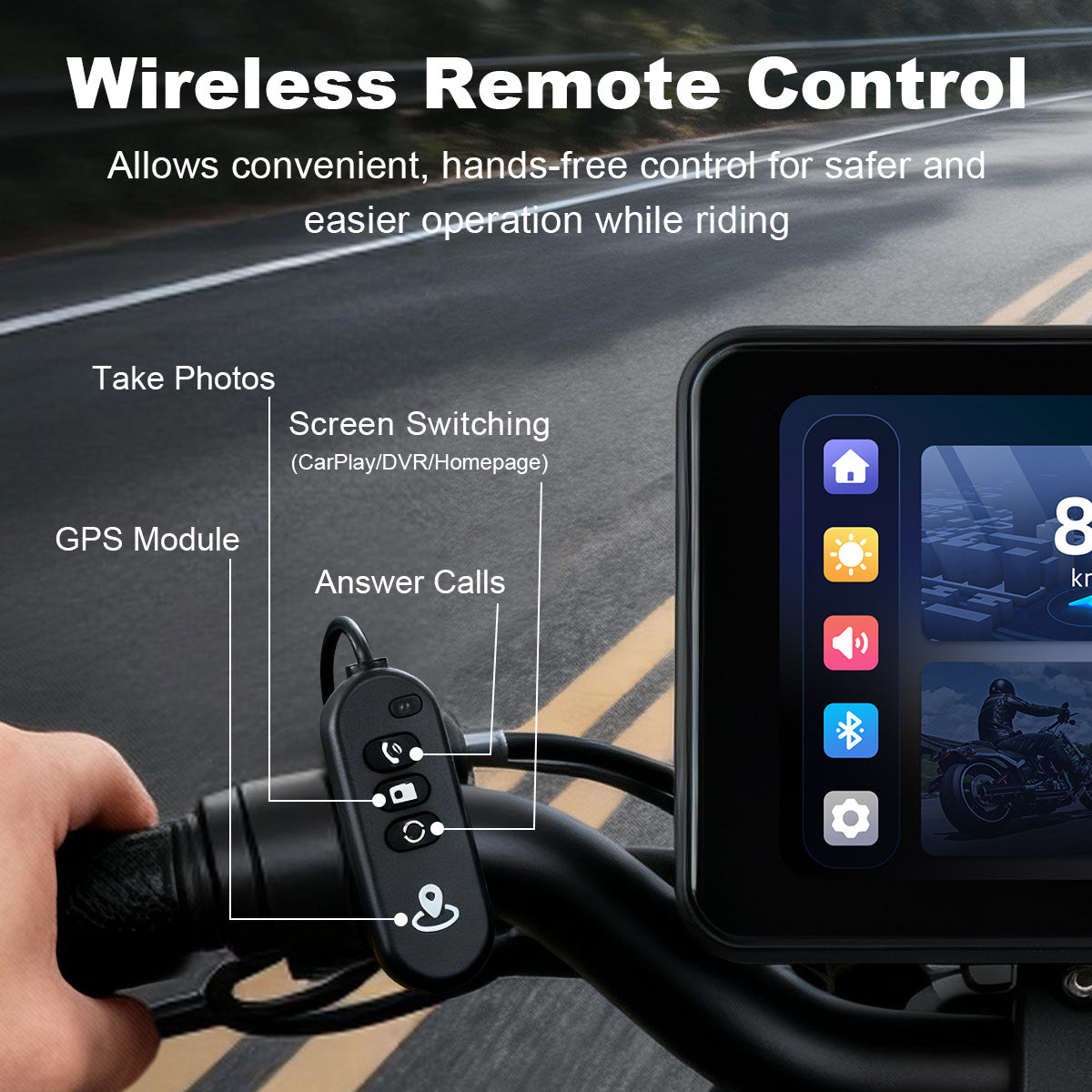 Linkifun™ MT17B 6.25" Motorcycle Dash Cam Display – BSD, Wireless CarPlay & Android Auto, DVR, TPMS, Split Screen, Built-in Speaker