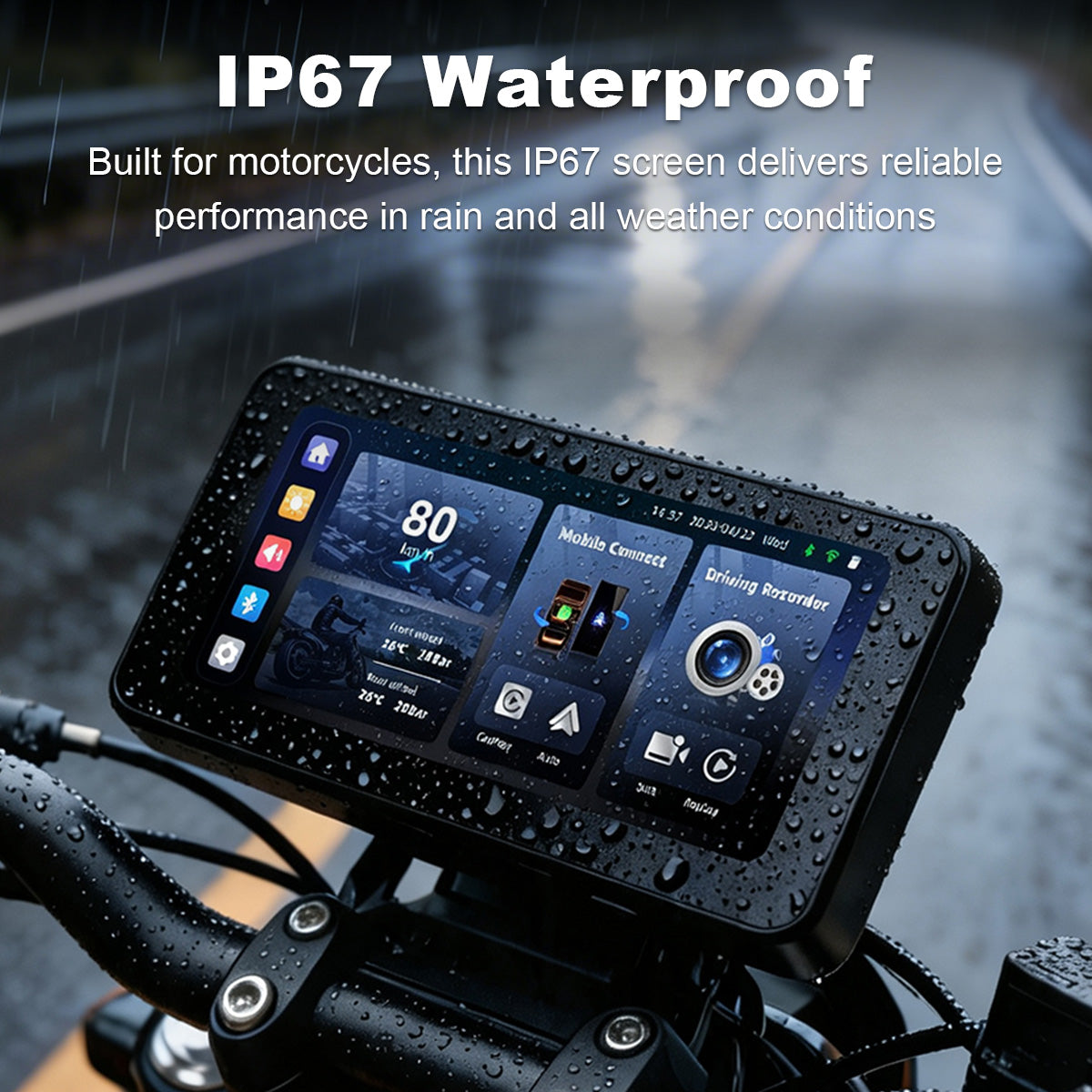 Linkifun™ MT17C 6.25" Motorcycle Dash Cam Display – Wireless CarPlay & Android Auto, DVR, TPMS, Split Screen, Built-in Speaker & Optional Mounting Brackets