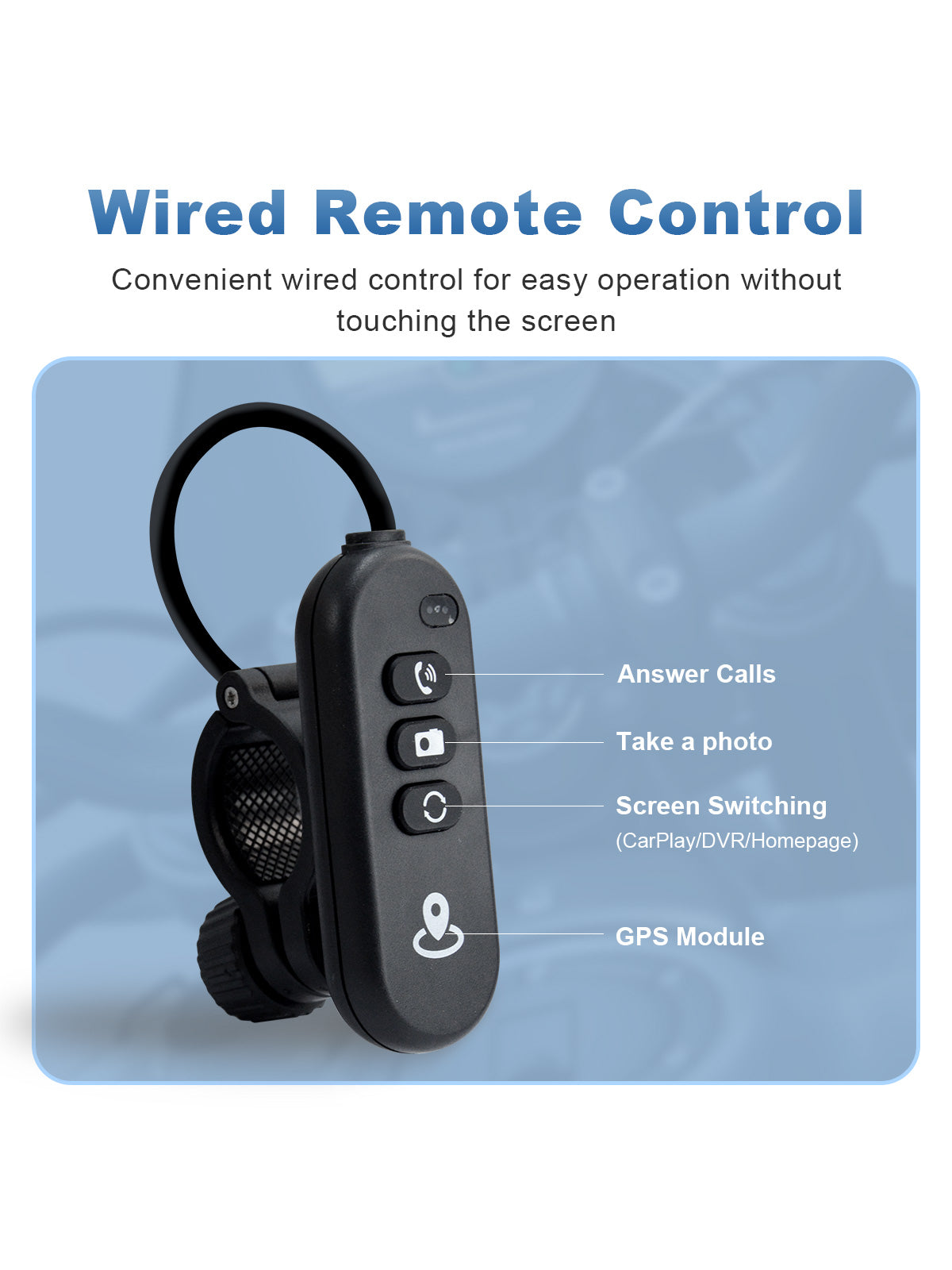 Linkifun MT18 motorcycle display with bracket and wired remote control for calls, snapshots, screen switching and integrated GPS module