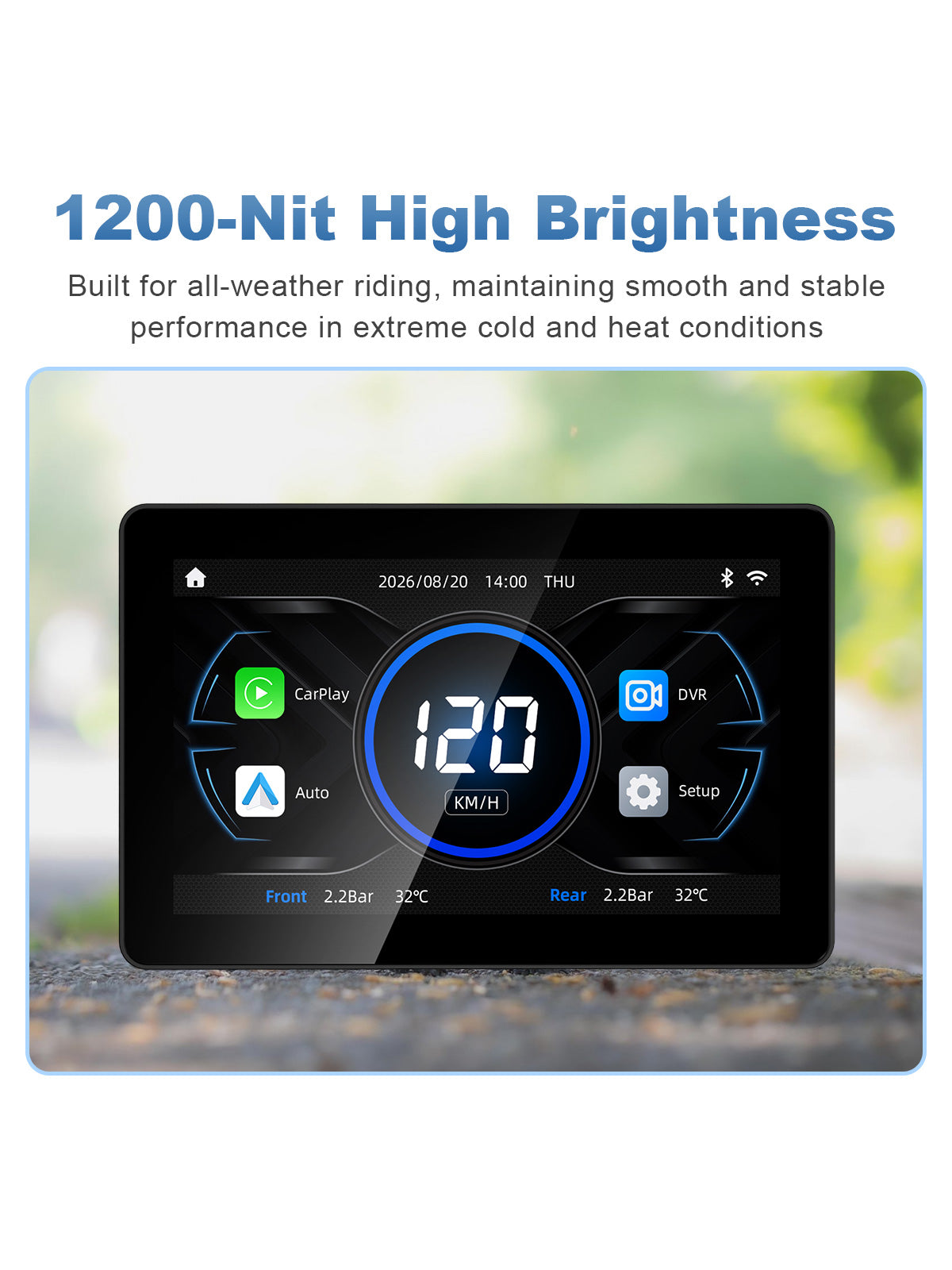 Linkifun MT18 motorcycle display with 1200 nit high brightness screen for clear outdoor riding visibility
