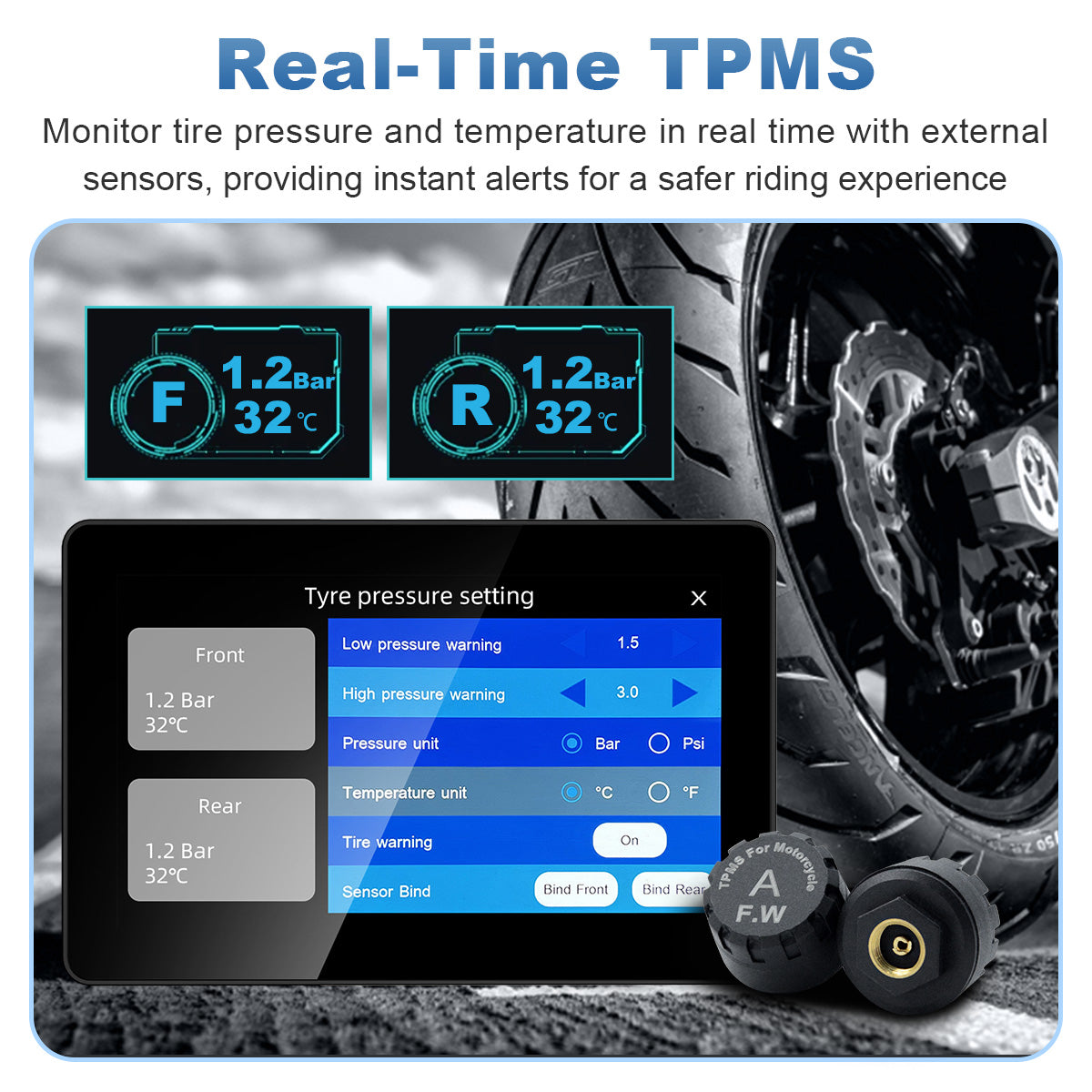Pantalla para motocicleta Linkifun™ MT18 + soporte de 7" – CarPlay y Android Auto inalámbricos, DVR de doble lente, GPS, TPMS y pantalla dividida