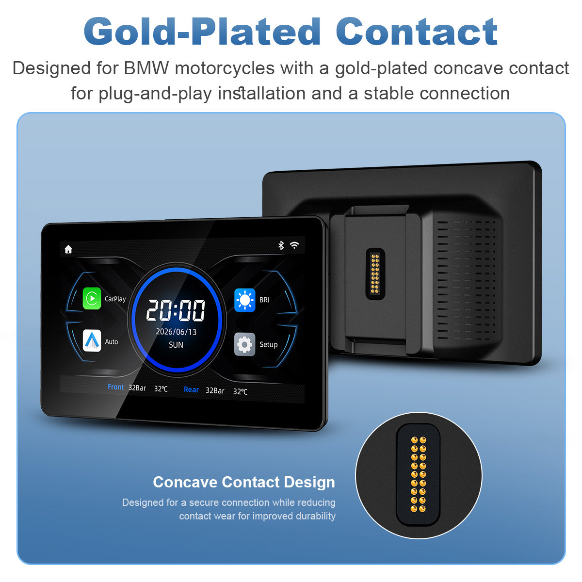 Display per moto Linkifun MT18A da 7,0" per BMW, CarPlay e Android Auto wireless, TPMS, predisposizione alla navigazione OEM