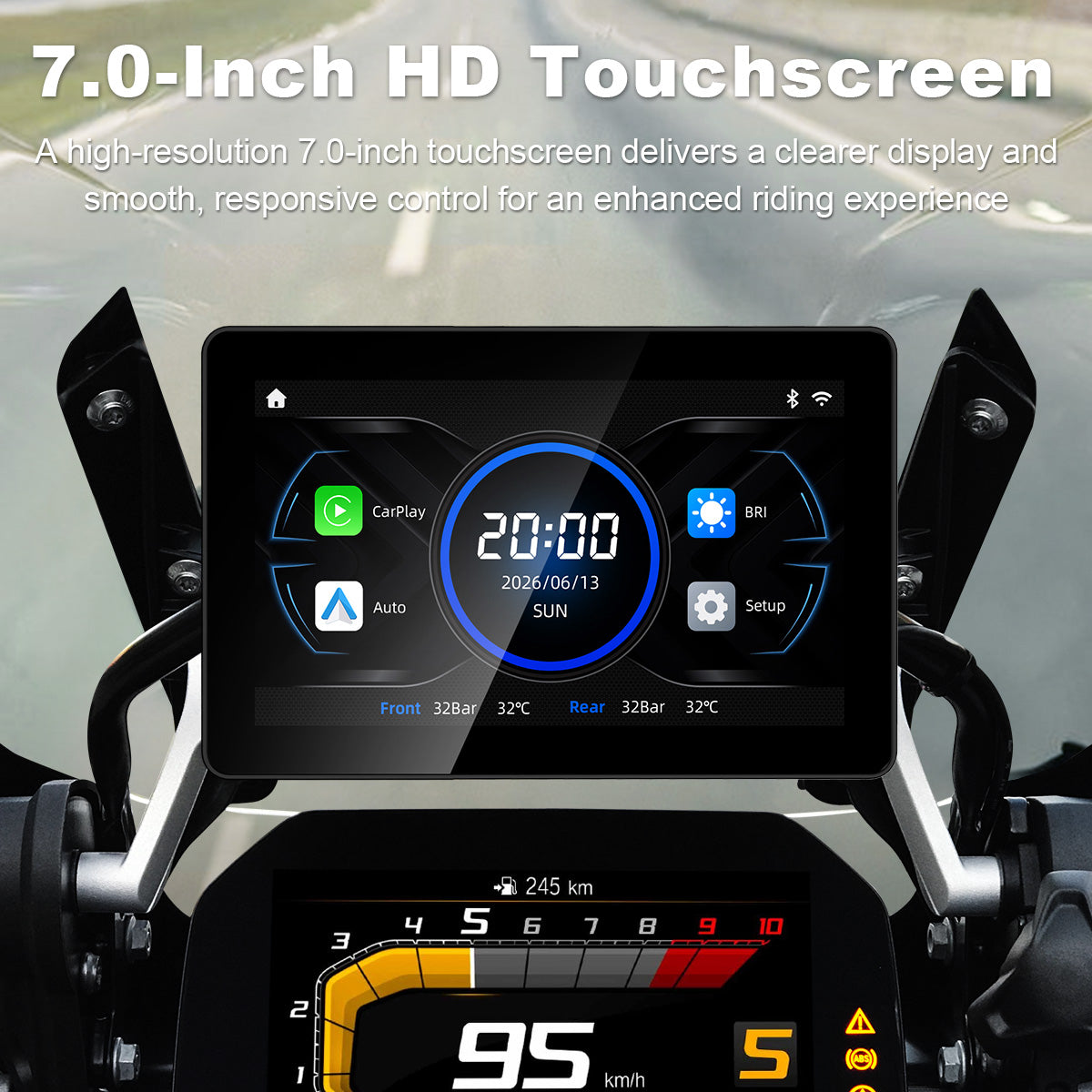 Display per moto Linkifun MT18A da 7,0" per BMW, CarPlay e Android Auto wireless, TPMS, predisposizione alla navigazione OEM