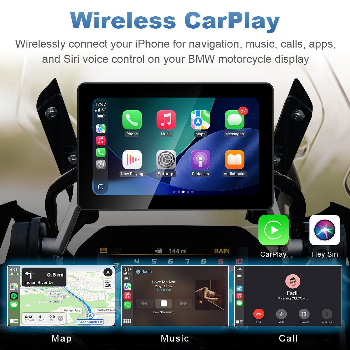 Display per moto Linkifun MT18A da 7,0" per BMW, CarPlay e Android Auto wireless, TPMS, predisposizione alla navigazione OEM