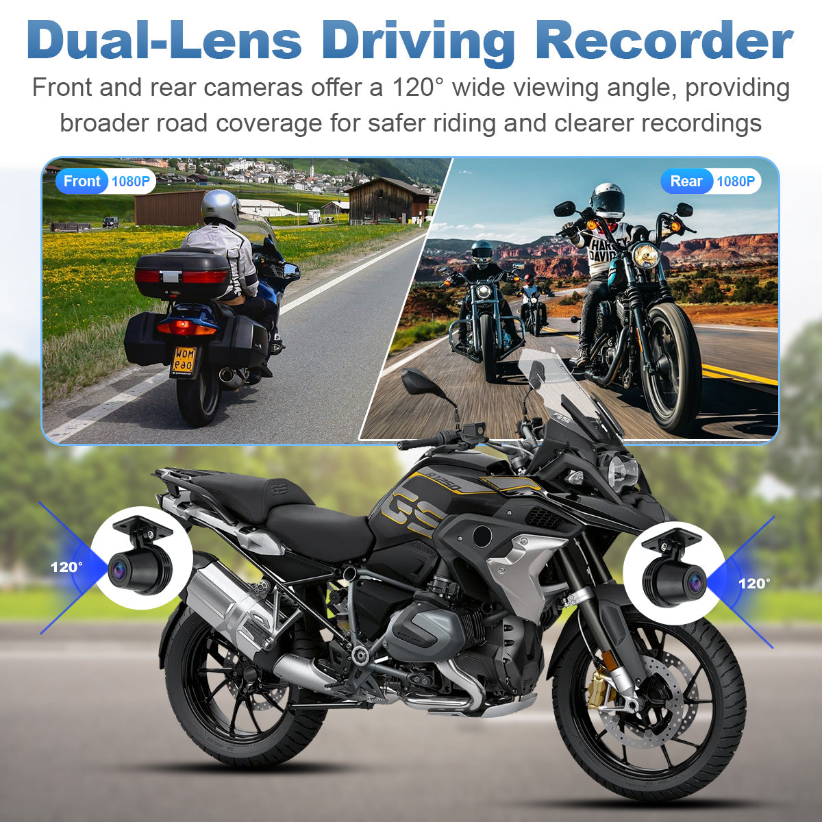 Écran de moto Linkifun MT18A Pro avec DVR 7,0" pour BMW, CarPlay et Android Auto sans fil, molette Wonder Wheel, double DVR 1080P