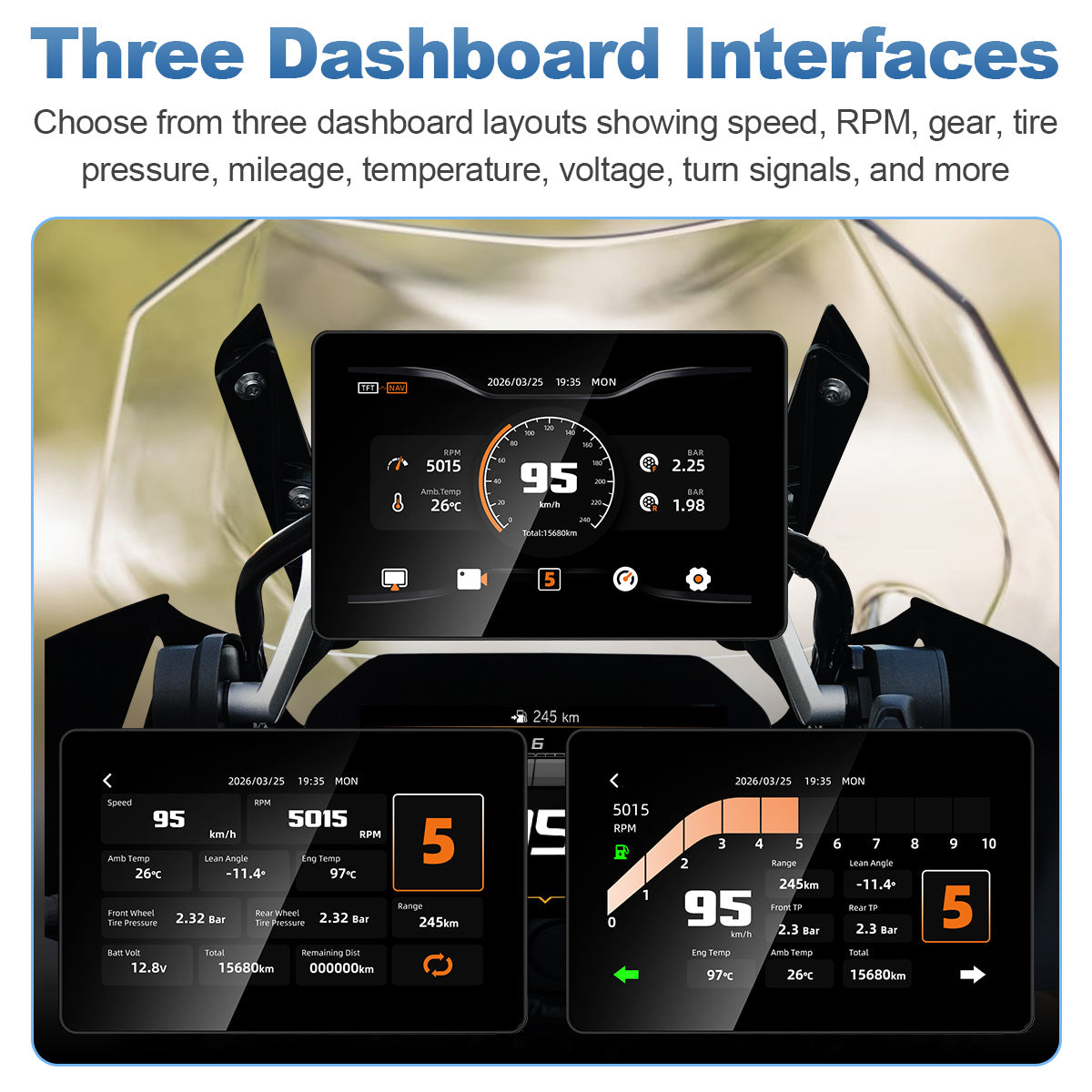 Écran de moto Linkifun MT18A Pro avec DVR 7,0" pour BMW, CarPlay et Android Auto sans fil, molette Wonder Wheel, double DVR 1080P