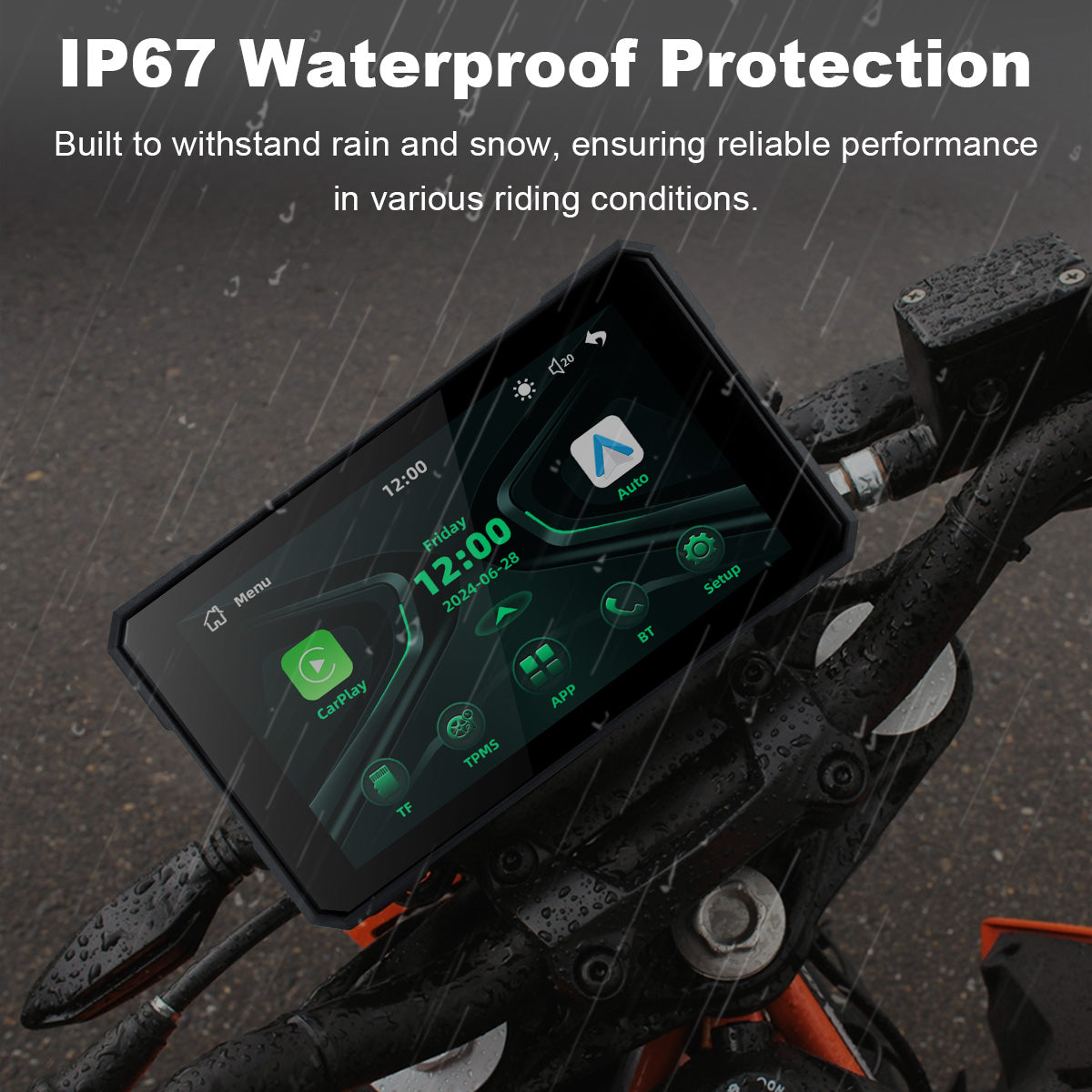 Linkifun™ MT19 5" Smart Motorcycle Display with Wireless CarPlay & Android Auto, Screen Mirroring, Bluetooth 5.0, IP67 Protection, Optional TPMS