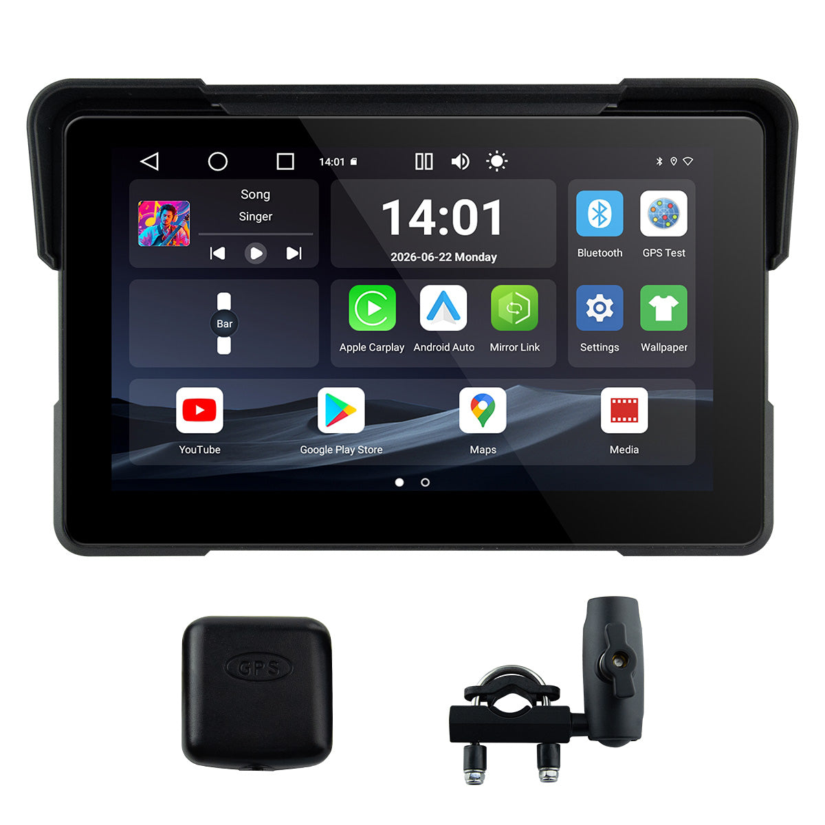 Linkifun™ MT22 7" Android 13 Motorcycle Navigation Screen with Wireless CarPlay & Android Auto, GPS, Auto-Rotation, Google Play, Optional TPMS & IP67