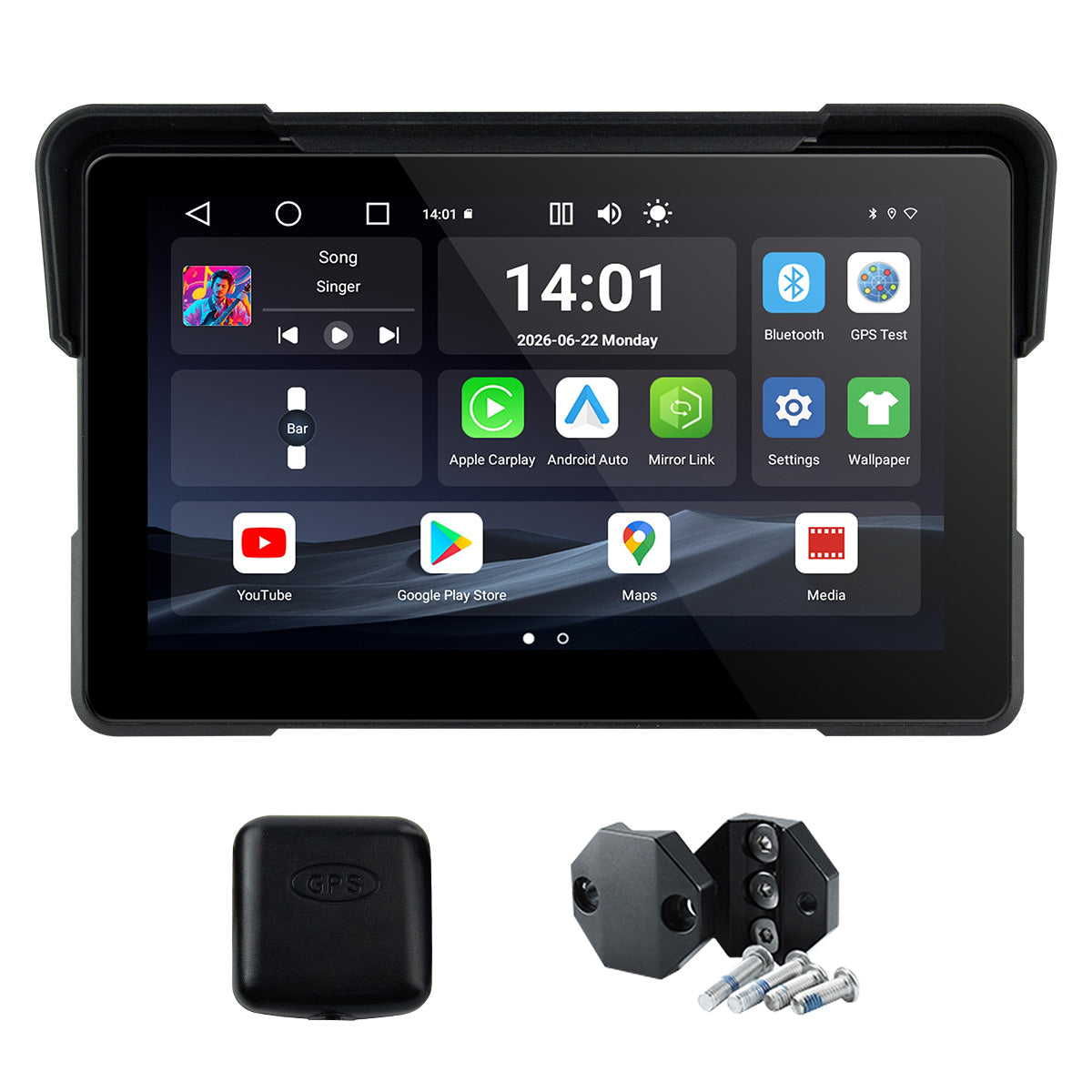 Linkifun™ MT22 7" Android 13 Motorcycle Navigation Screen with Wireless CarPlay & Android Auto, GPS, Auto-Rotation, Google Play, Optional TPMS & IP67