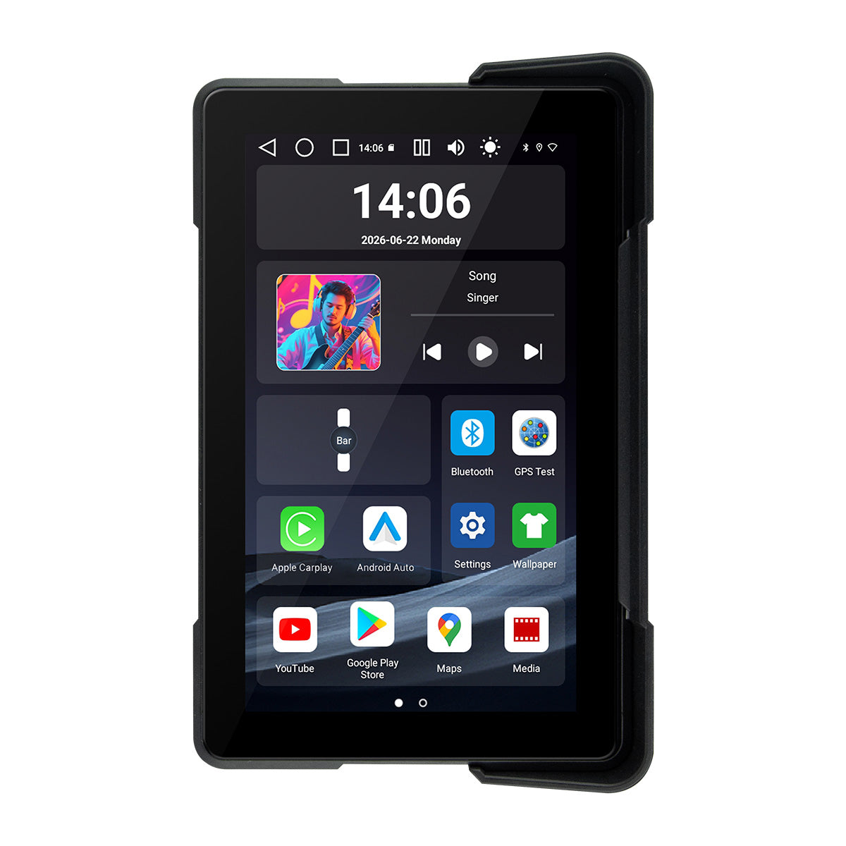 Linkifun™ MT22 7インチ Android 13 オートバイ用ナビゲーションスクリーン（ワイヤレスCarPlay＆Android Auto、GPS、自動回転、Google Play対応、オプションのTPMS、IP67）