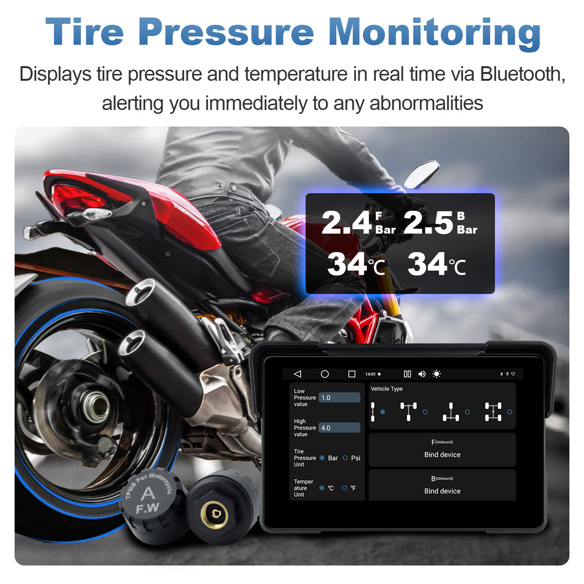 Linkifun™ MT22 7" Android 13 Motorcycle Navigation Screen with Wireless CarPlay & Android Auto, GPS, Auto-Rotation, Google Play, Optional TPMS & IP67