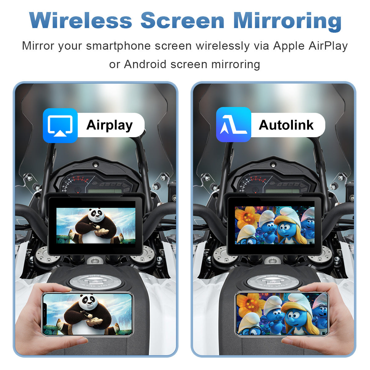 Linkifun™ MT22 7" Android 13 Motorcycle Navigation Screen with Wireless CarPlay & Android Auto, GPS, Auto-Rotation, Google Play, Optional TPMS & IP67