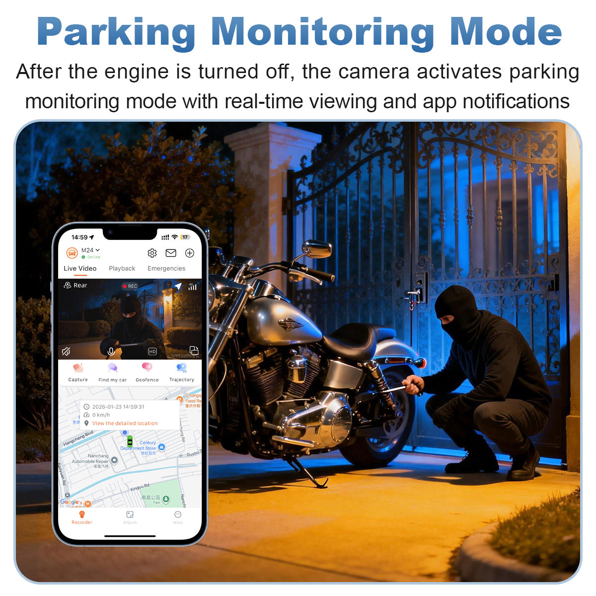 Linkifun™ MT24 7" 4G Motorcycle Smart Display – Wireless CarPlay & Android Auto, Remote Live Streaming, GPS, DVR & TPMS