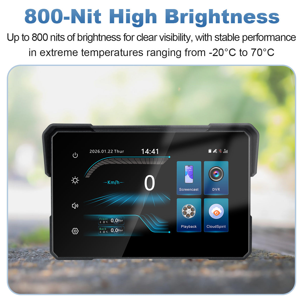 Linkifun™ MT24 7" 4G Motorcycle Smart Display – Wireless CarPlay & Android Auto, Remote Live Streaming, GPS, DVR & TPMS