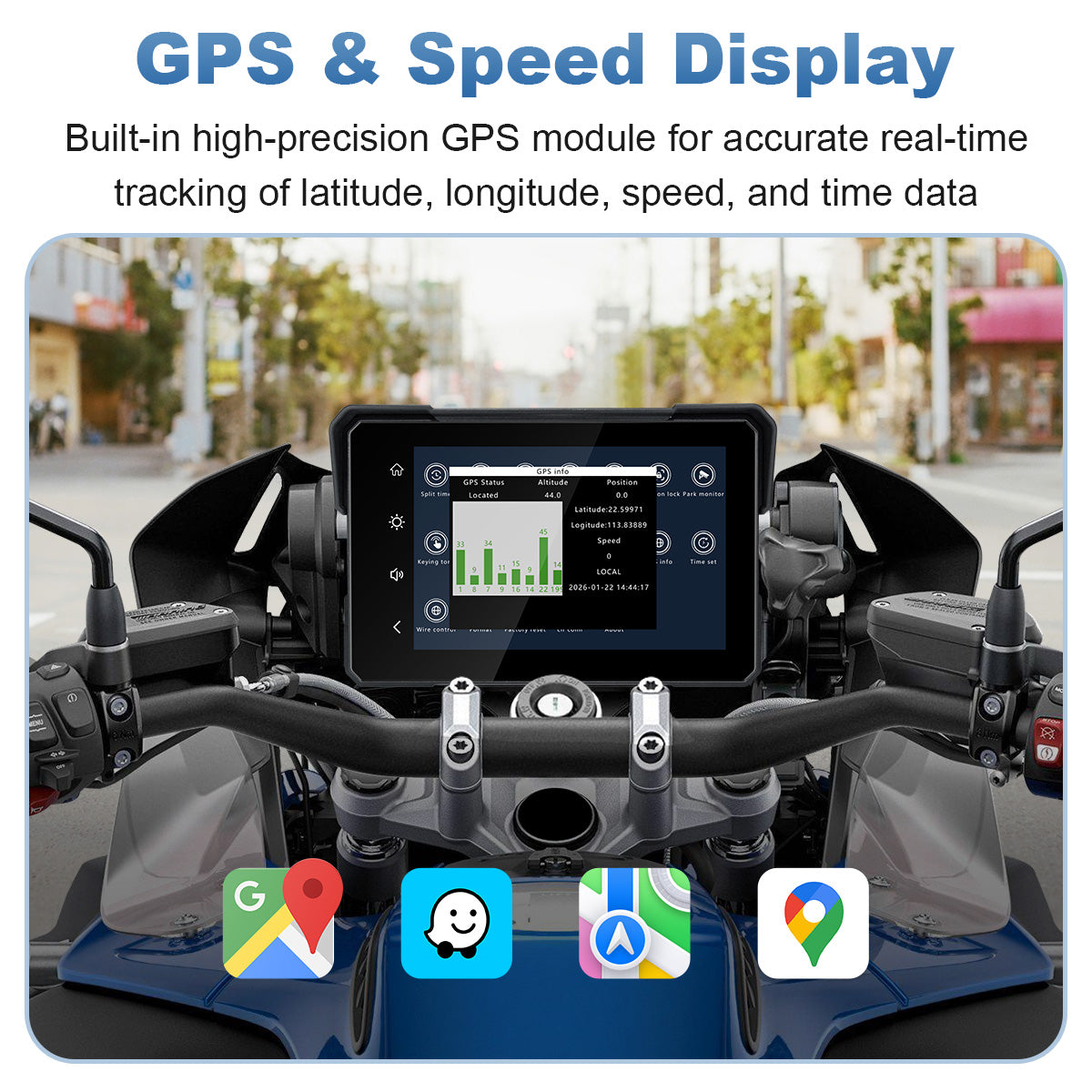 Linkifun™ MT24 7" 4G Motorcycle Smart Display – Wireless CarPlay & Android Auto, Remote Live Streaming, GPS, DVR & TPMS