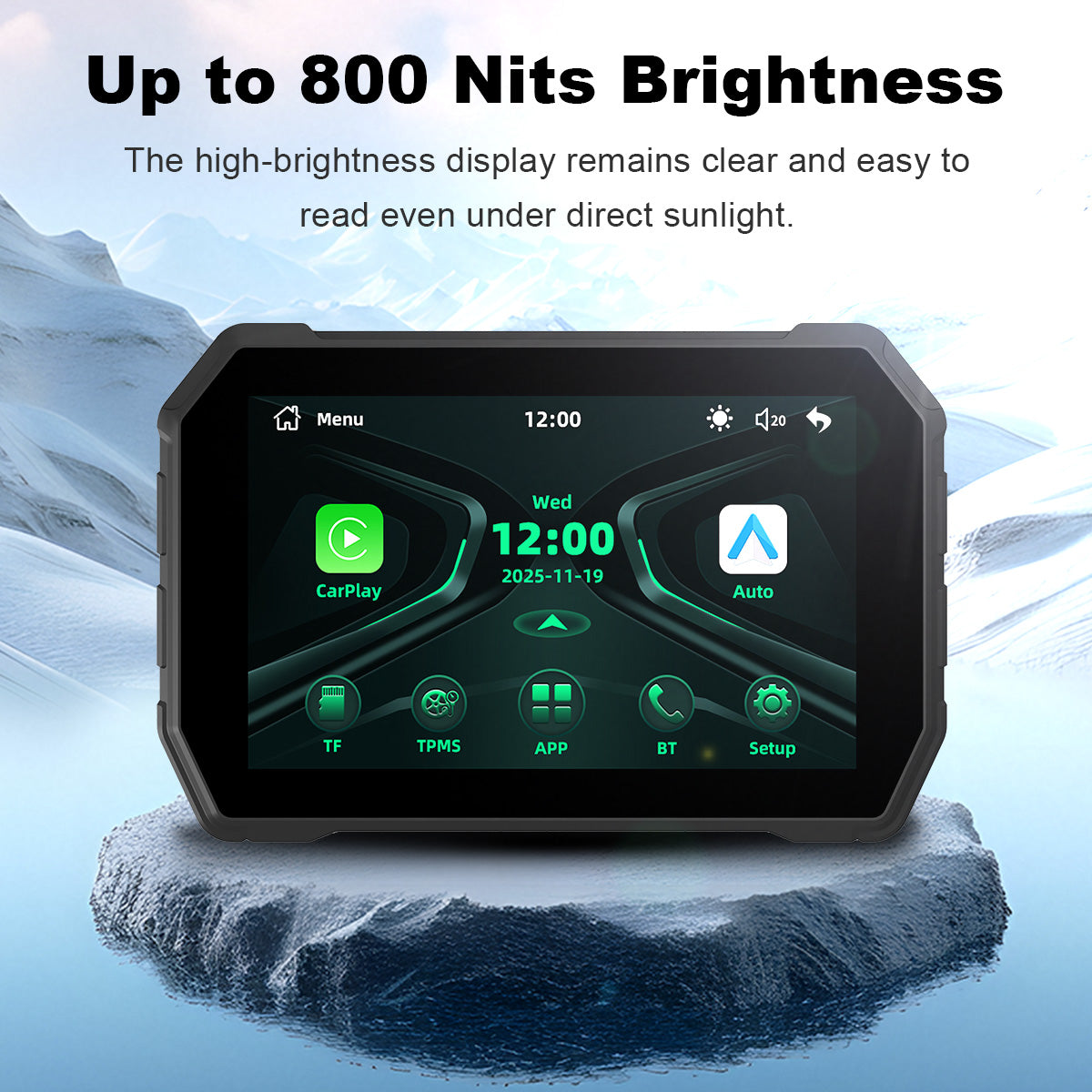 Linkifun™ MT2B 5" Motorcycle Screen with Wireless CarPlay, Android Auto, Phone Mirroring, IP67 Waterproof & Bluetooth 5.0