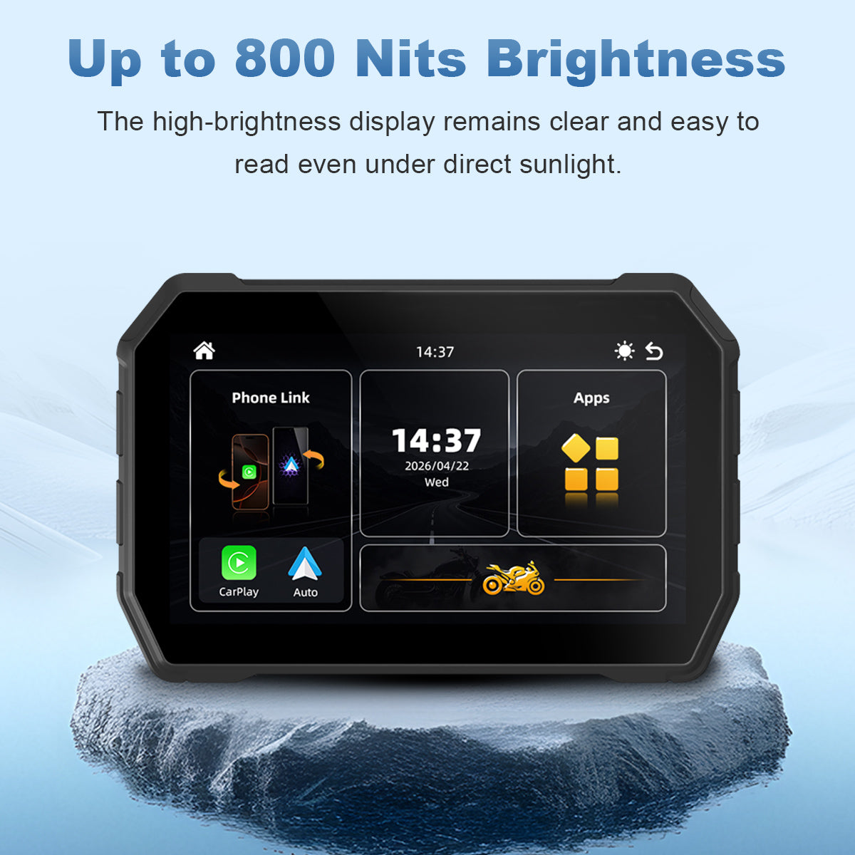 Linkifun™ MT2C 5" Motorcycle Navigation Screen with Wireless CarPlay & Android Auto, Portrait & Landscape Mode, Single Bluetooth, Optional TPMS