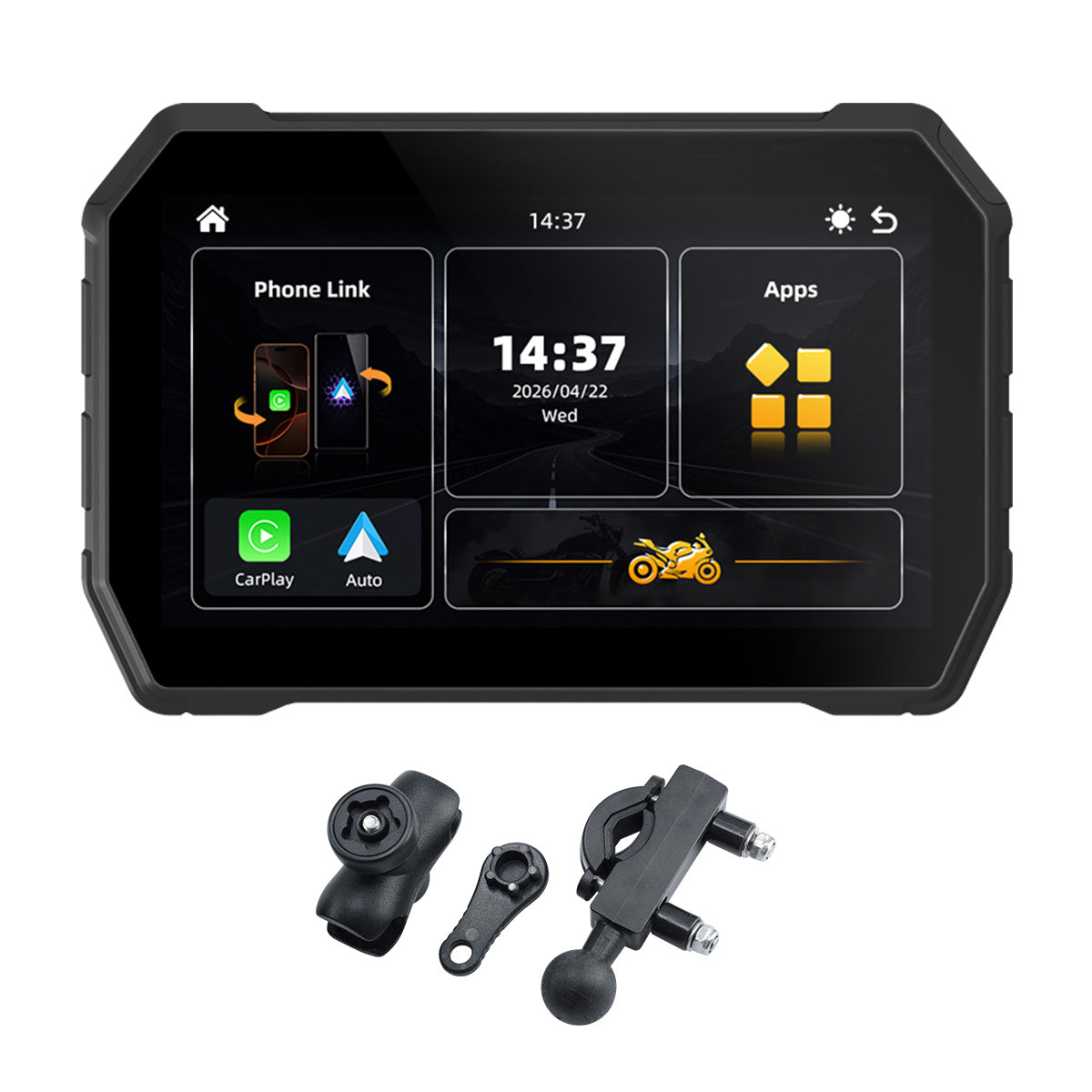 Linkifun™ MT2C 5" Motorrad-Navigationsdisplay mit kabellosem CarPlay und Android Auto, Hoch- und Querformat, einfachem Bluetooth und optionalem TPMS