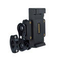 Rear view of the Linkifun adjustable ball-joint mount for MT3A, MT3C and MT3D motorcycle navigation screens with multi-angle adjustment and crossbar clamp installation.