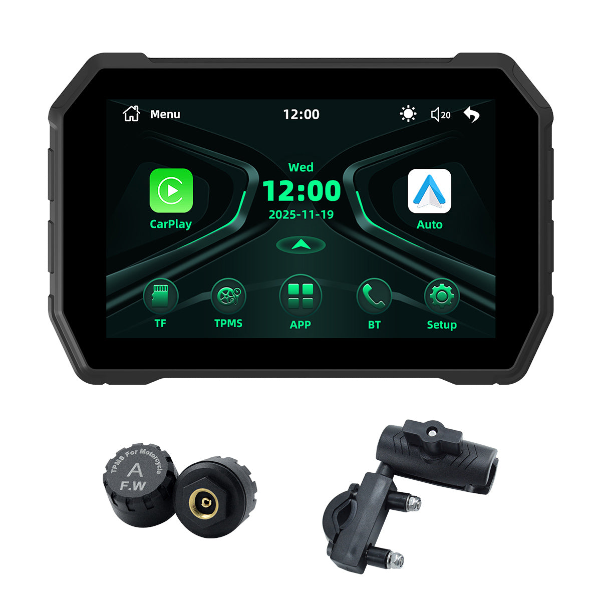 Linkifun™ MT2B 5" Motorcycle Screen with Wireless CarPlay, Android Auto, Phone Mirroring, IP67 Waterproof & Bluetooth 5.0