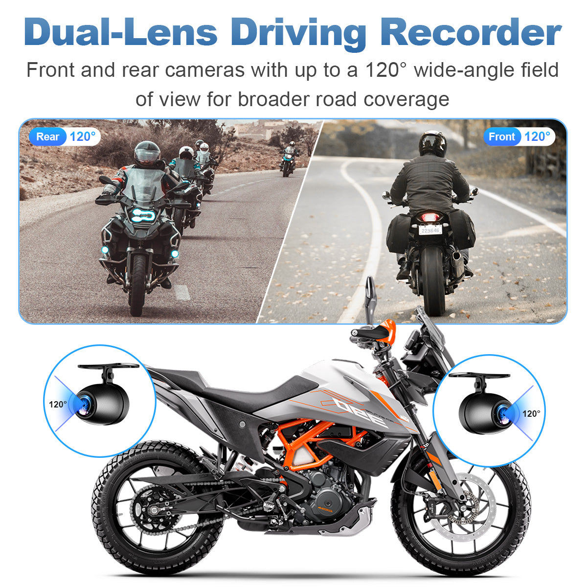 Linkifun™ MT3B + Bracket 5" Motorcycle Navigation Screen – Wireless CarPlay & Android Auto, Screen Mirroring, Optional DVR & GPS