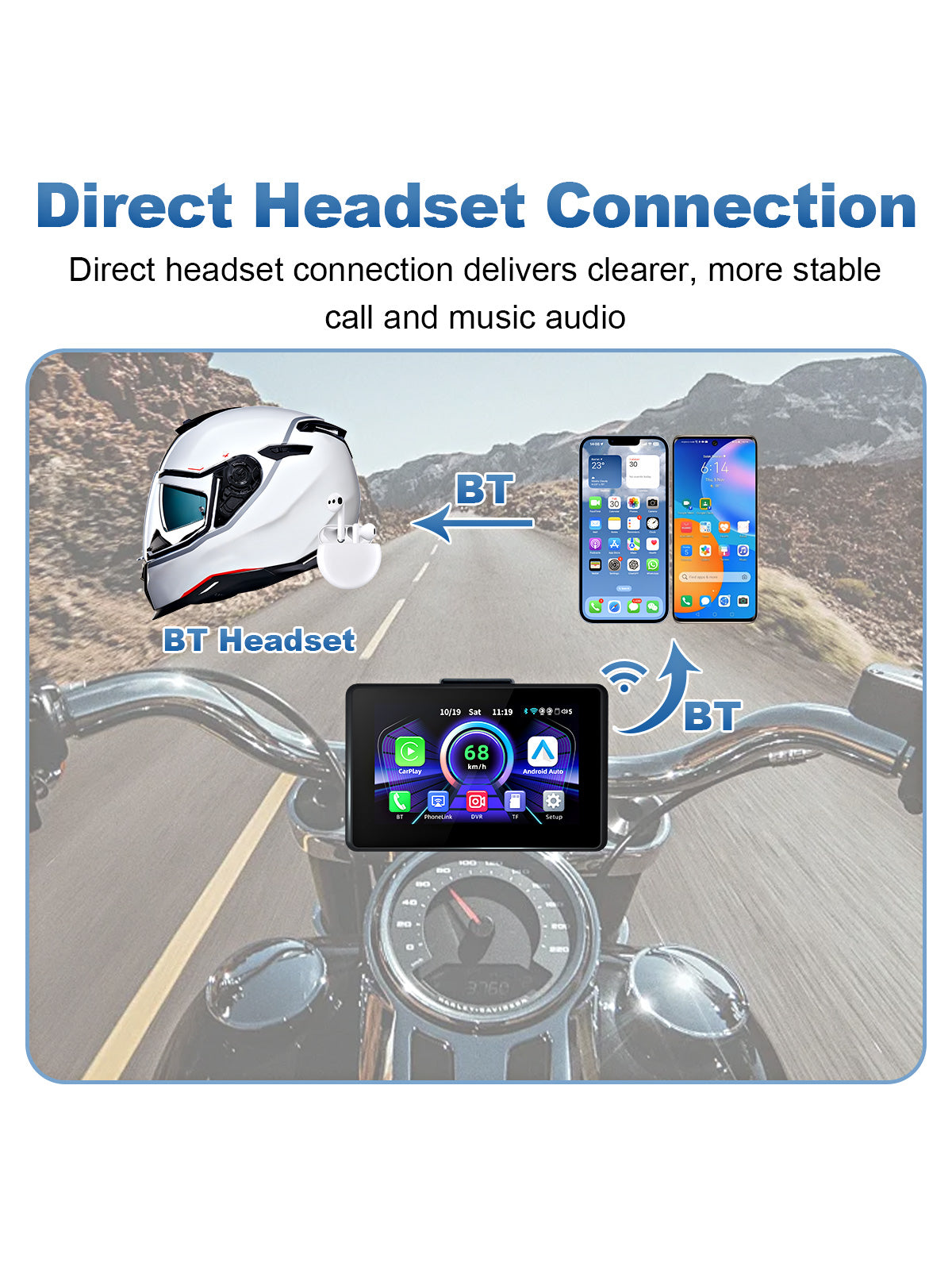 Linkifun MT3B universal bracket motorcycle navigation screen with DVR GPS Bluetooth 4.2 audio connection