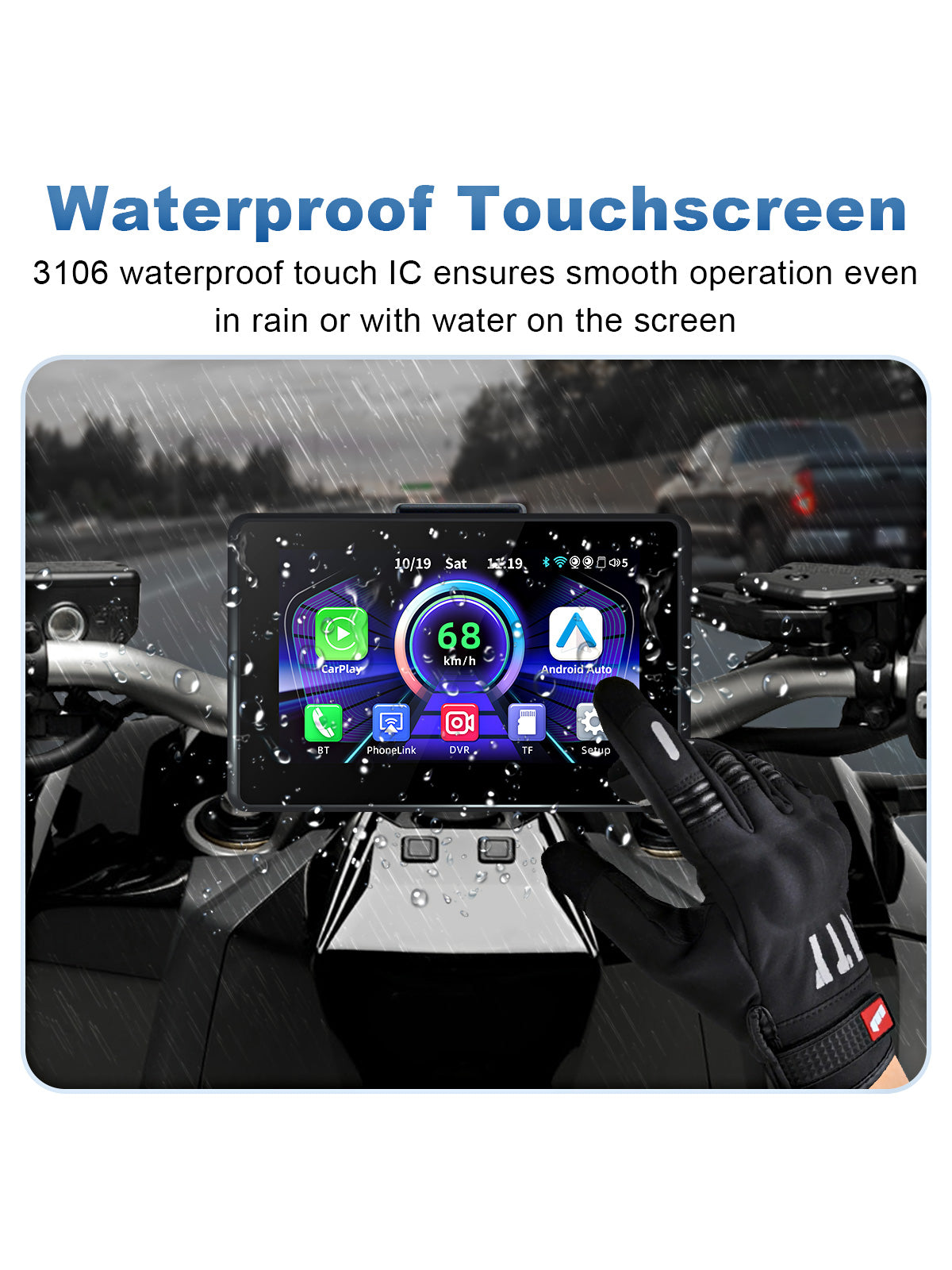 Linkifun MT3B universal bracket motorcycle navigation screen with DVR GPS waterproof touchscreen