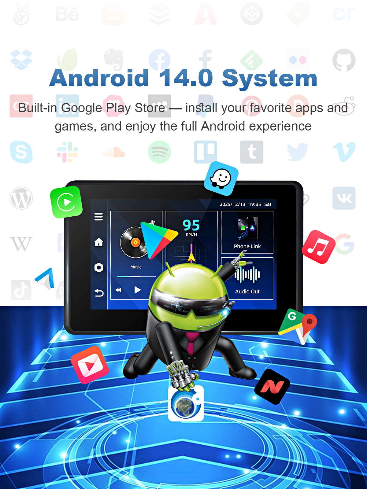 Linkifun MT3C android 14 universal bracket motorcycle smart display Android 14 operating system interface
