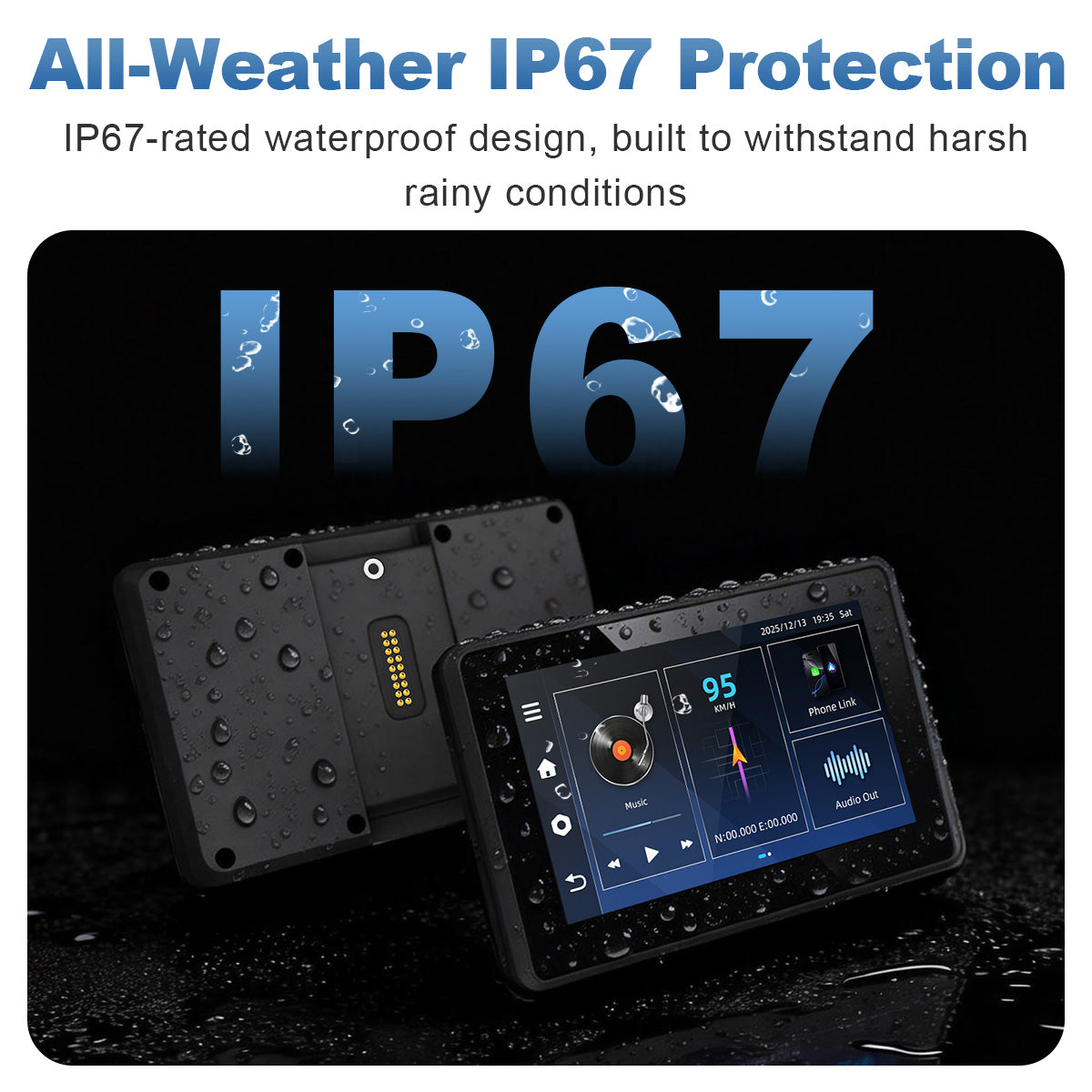 Linkifun™ MT3D / MT3C + Bracket 5" Android 13 / Android 14 Smart Display for Universal Motorcycles – Google Play, GPS, Wi-Fi, Wireless CarPlay & Android Auto