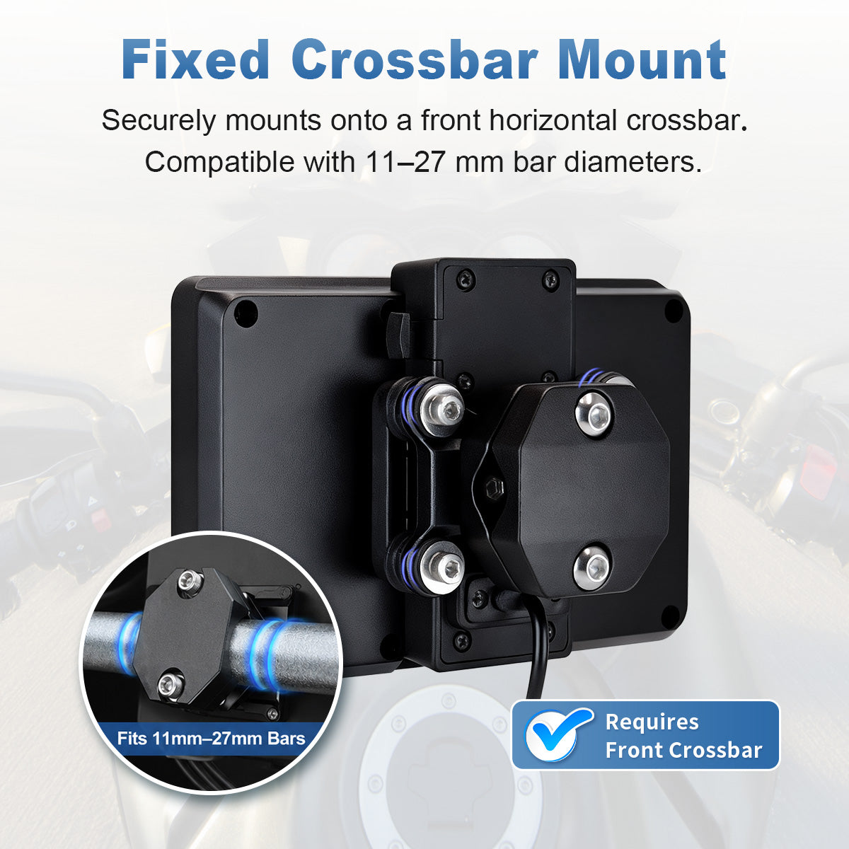 Linkifun MT3C and MT3D motorcycle screen with fixed crossbar clamp mount for 11 to 27 mm bars