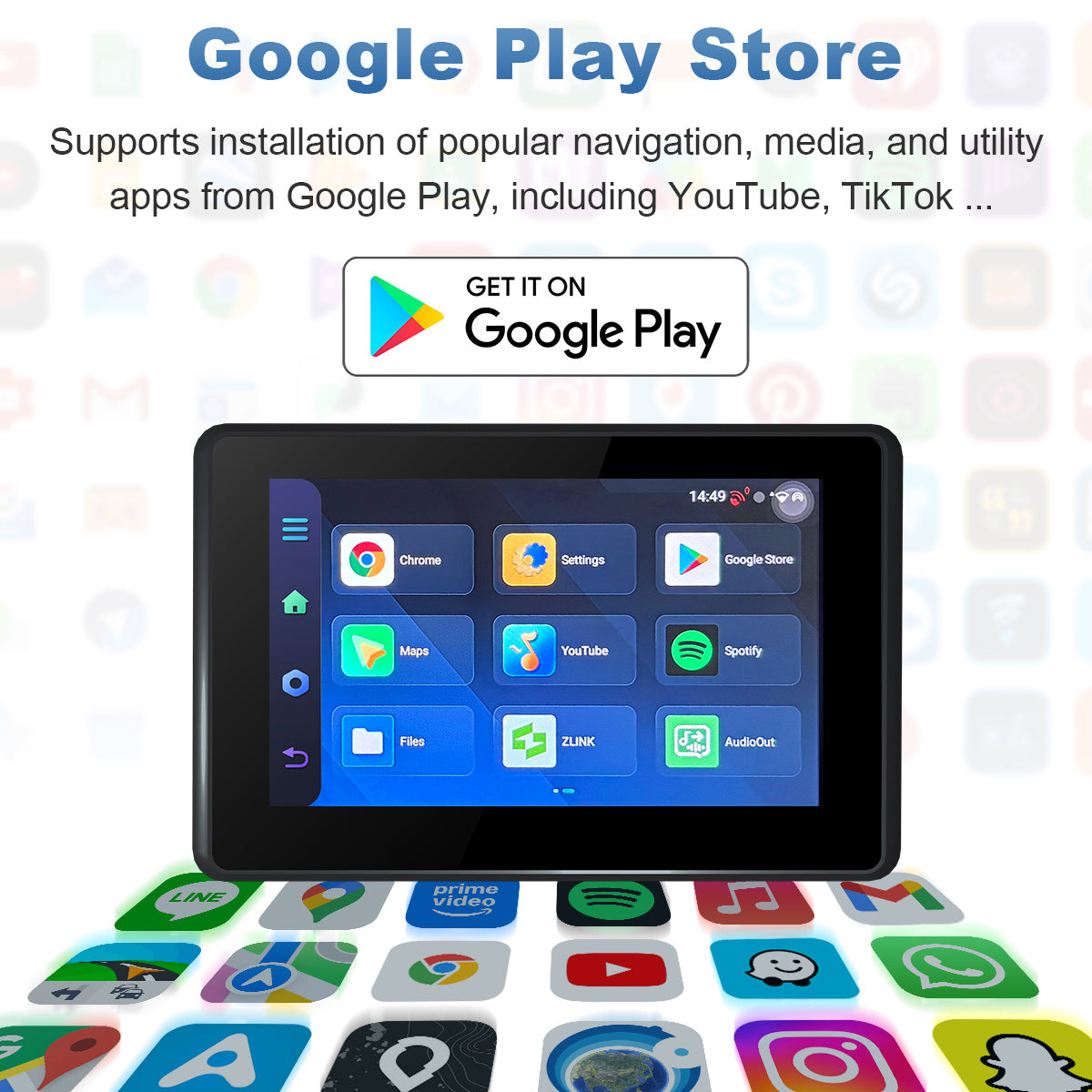 Linkifun™ MT3D 5" Android 13 Motorcycle Smart Display for BMW Motorcycles – GPS, Wi-Fi, Wireless CarPlay & Android Auto