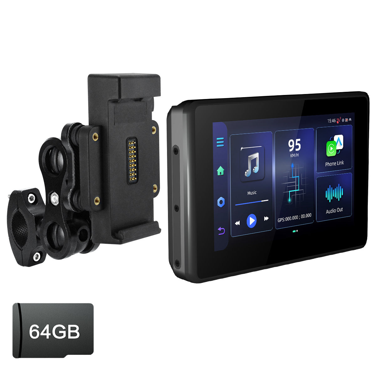 Linkifun™ MT3D / MT3C + Bracket 5" Android 13 / Android 14 Smart Display for Universal Motorcycles – Google Play, GPS, Wi-Fi, Wireless CarPlay & Android Auto