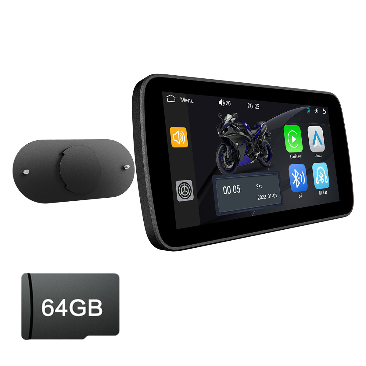 Linkifun™ MT5 / MT5A 6.25" Motorcycle Navigation Display with Wireless CarPlay, Android Auto, Screen Mirroring, Universal Mount (Optional DVR, GPS & TPMS)