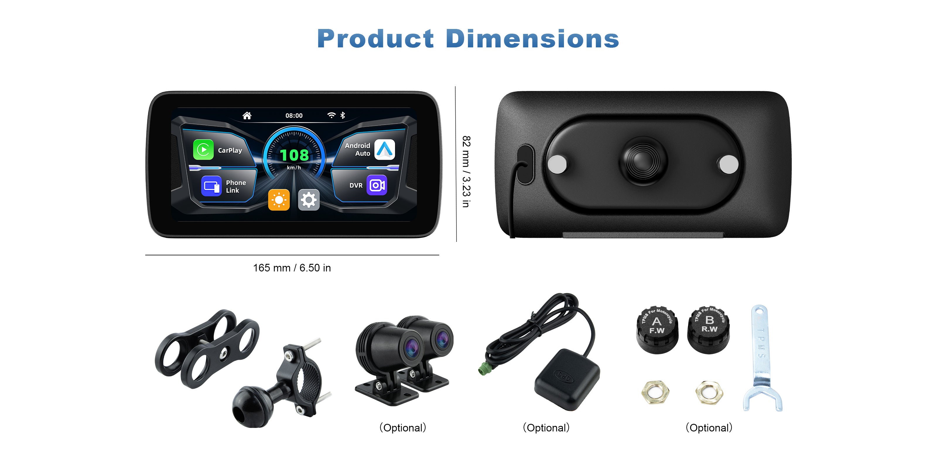 Linkifun MT5A 6.25 inch motorcycle navigation screen dimension and size diagram desktop version