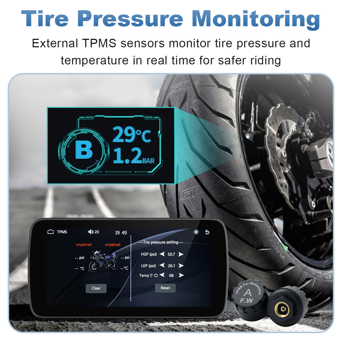 Linkifun™ MT5 6.25" Motorcycle Navigation Display with Wireless CarPlay, Android Auto, Screen Mirroring, Universal Mount Optional TPMS