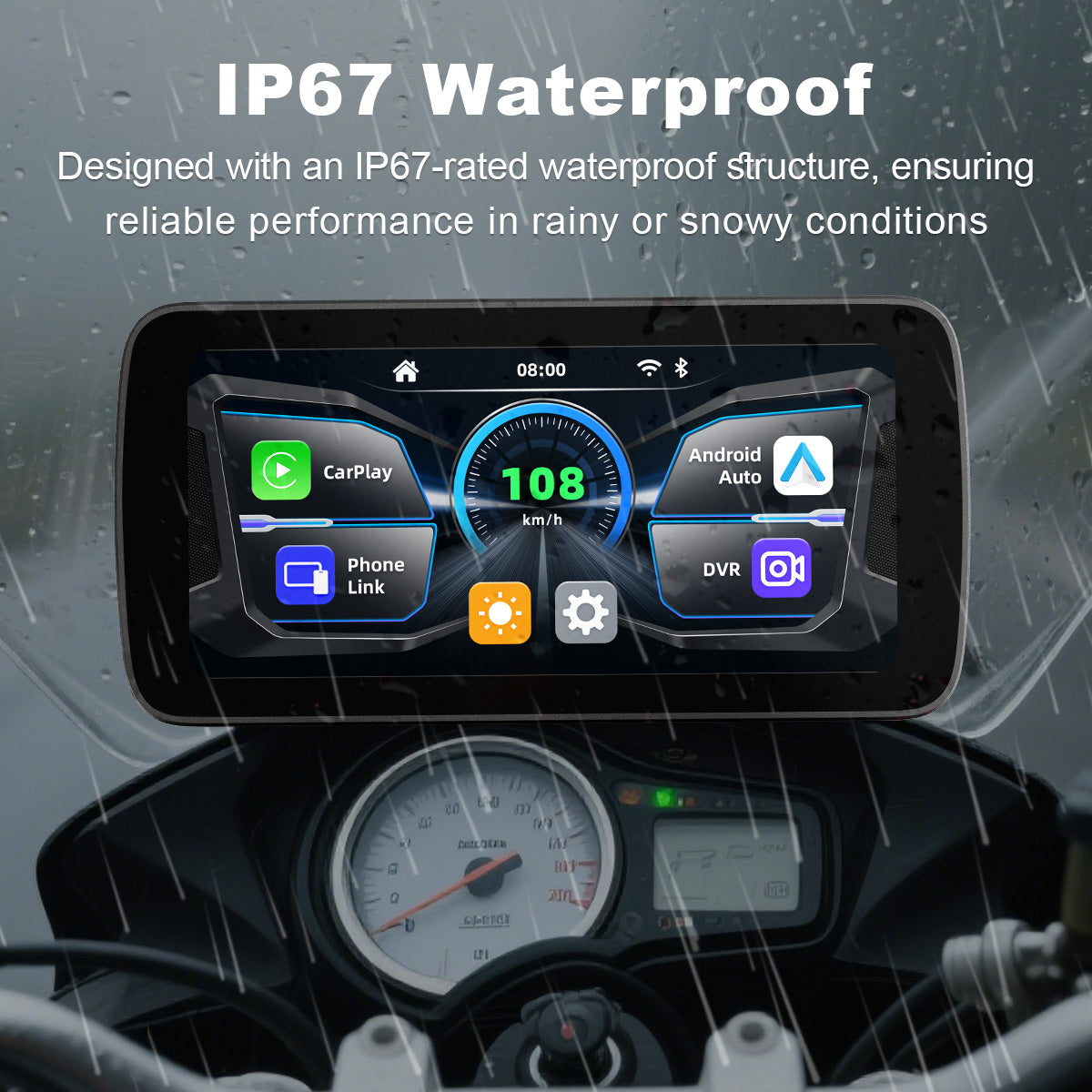 Linkifun™ MT5 / MT5A 6.25" Motorcycle Navigation Display with Wireless CarPlay, Android Auto, Screen Mirroring, Universal Mount (Optional DVR, GPS & TPMS)