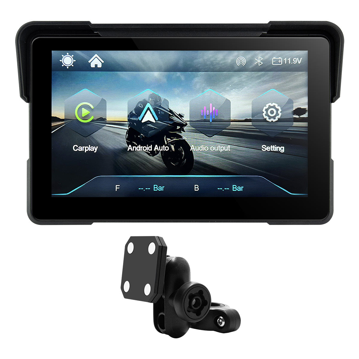 Linkifun™ MT7A 7" Motorcycle Navigation Screen with Wireless CarPlay & Android Auto, Portrait & Landscape Mode, Optional TPMS, USB Power