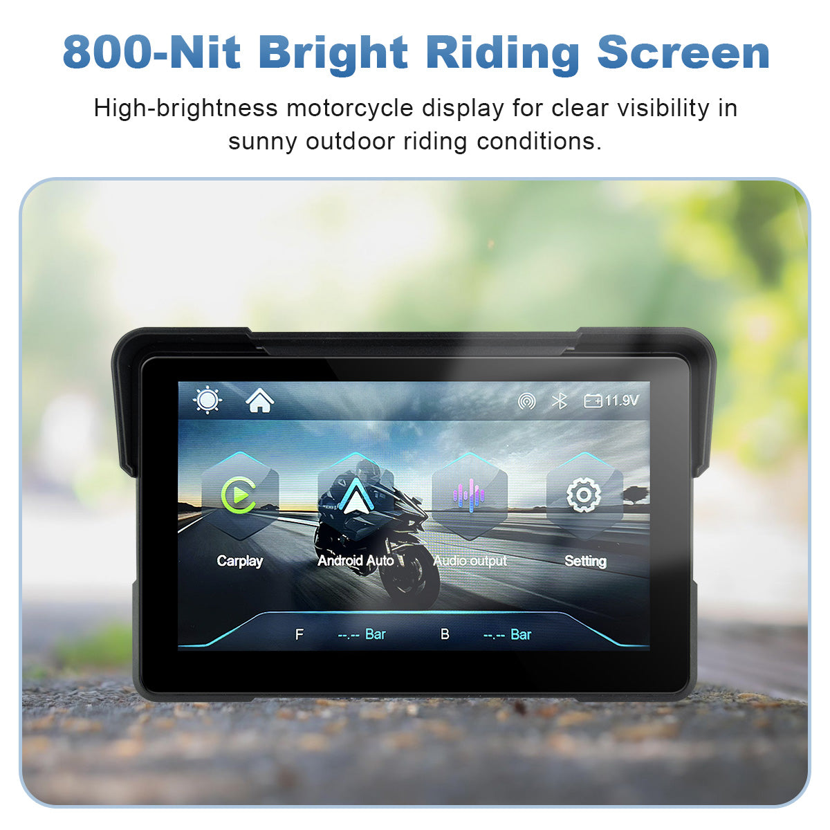 Linkifun™ MT7A 7" Motorcycle Navigation Screen with Wireless CarPlay & Android Auto, Portrait & Landscape Mode, Optional TPMS, USB Power