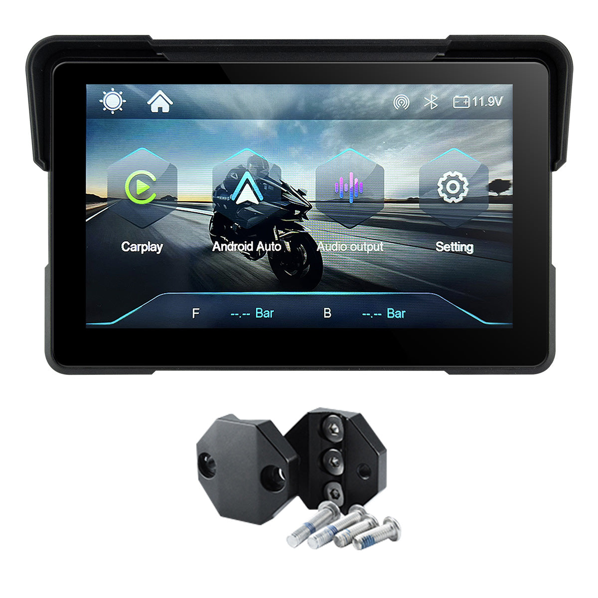 Linkifun™ MT7A 7" Motorcycle Navigation Screen with Wireless CarPlay & Android Auto, Portrait & Landscape Mode, Optional TPMS, USB Power