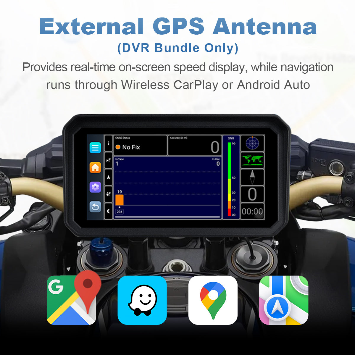 Linkifun™ MT9 / MT9A 6" Motorcycle Navigation Display with Wireless CarPlay, Android Auto, Screen Mirroring, Magnetic Mount (Optional DVR & GPS)
