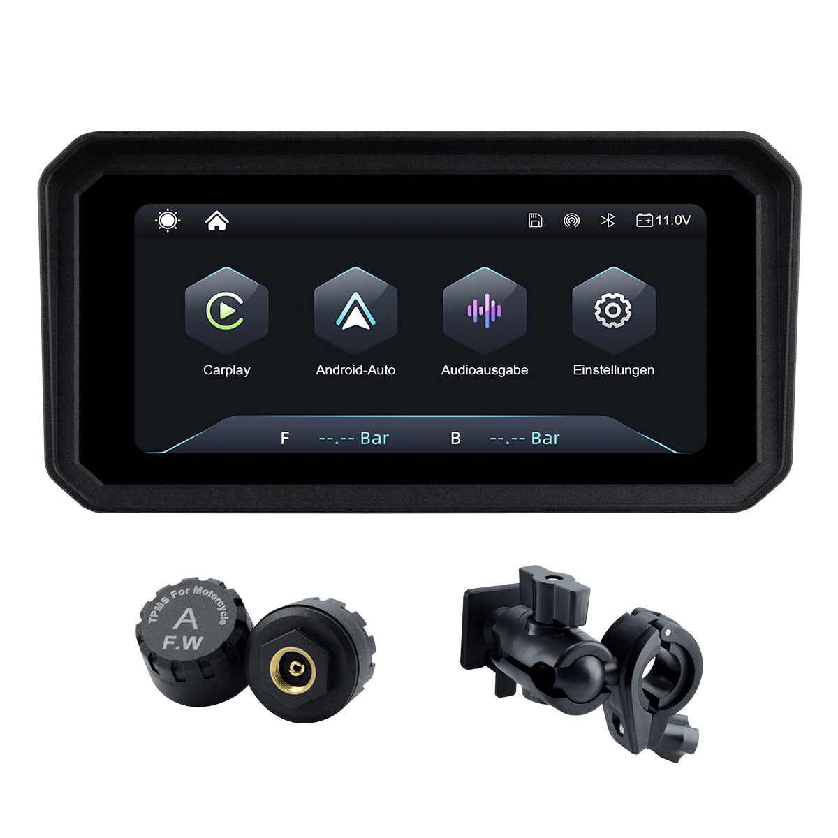 Linkifun™ MT9A 6" Motorcycle Navigation Screen with Wireless CarPlay & Android Auto, Portrait & Landscape Mode, Quick-Release Bracket, Single Bluetooth, Optional TPMS