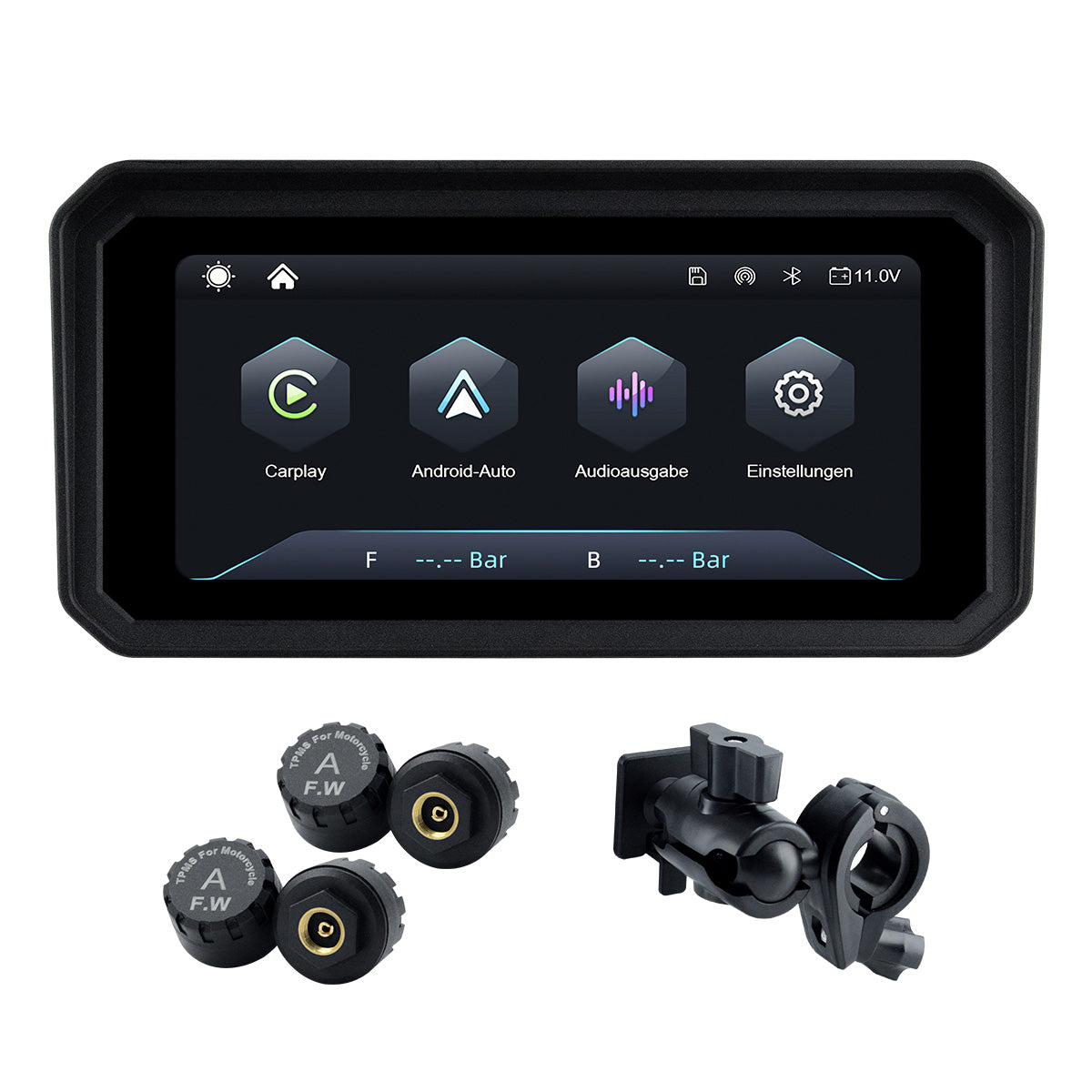 Linkifun™ MT9A 6" Motorcycle Navigation Screen with Wireless CarPlay & Android Auto, Portrait & Landscape Mode, Quick-Release Bracket, Single Bluetooth, Optional TPMS