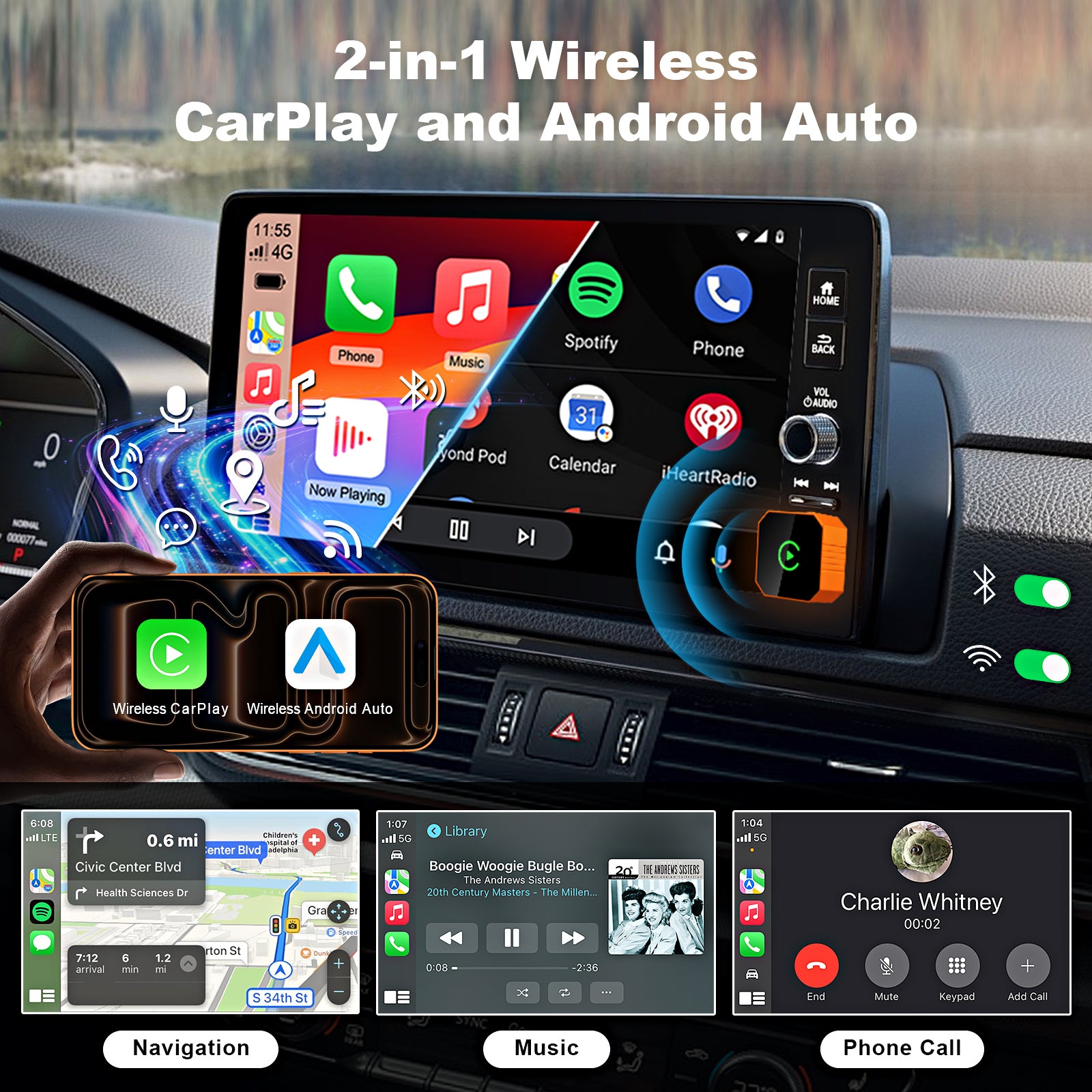 Linkifun™ RGB GO Wireless CarPlay & Android Auto Adapter
