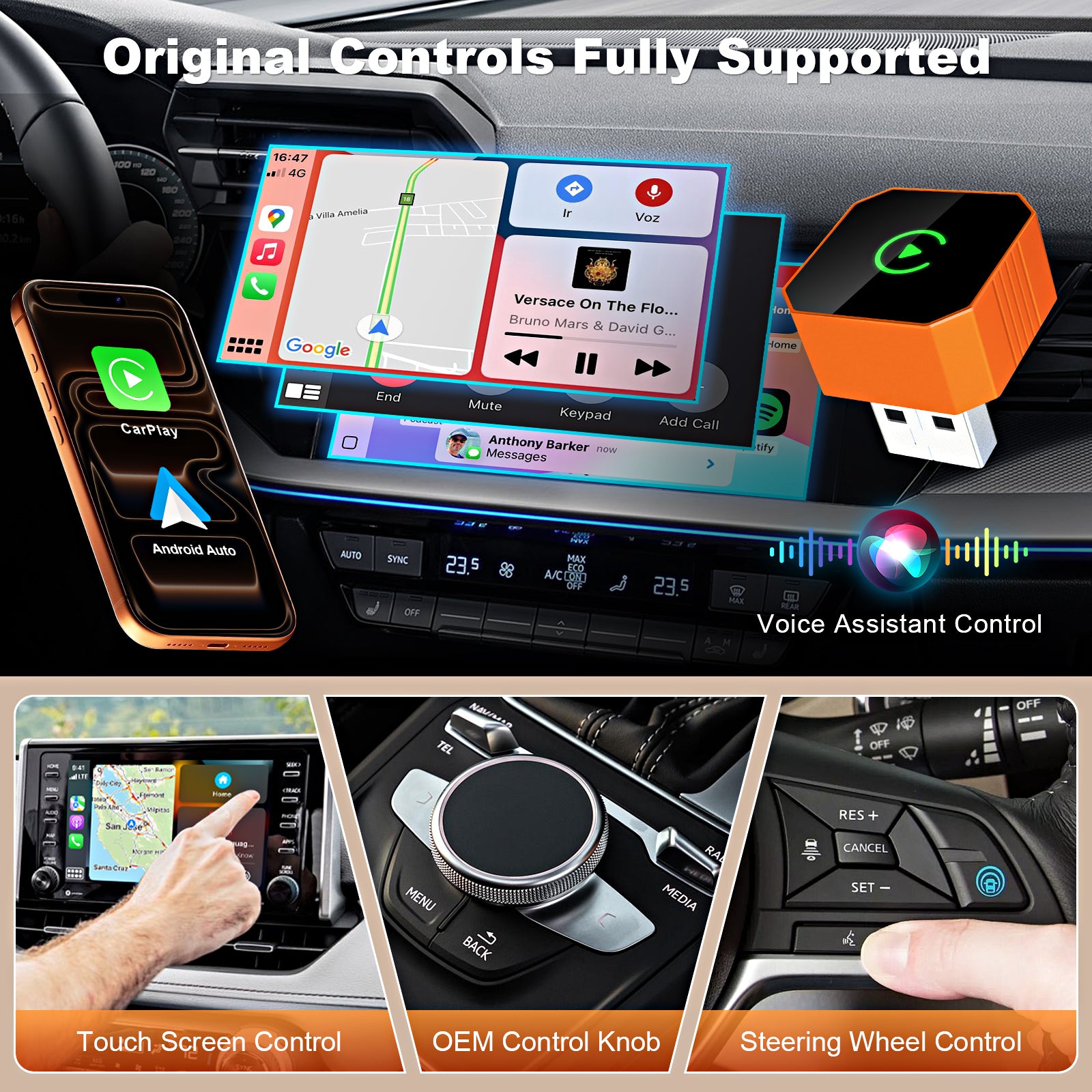 Linkifun™ RGB GO Wireless CarPlay & Android Auto Adapter