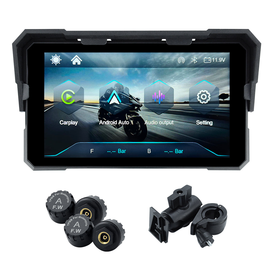 Linkifun™ V5 5" Motorcycle Navigation Screen – Wireless CarPlay & Android Auto, Portrait/Landscape Mode, Optional DVR & TPMS, USB Power